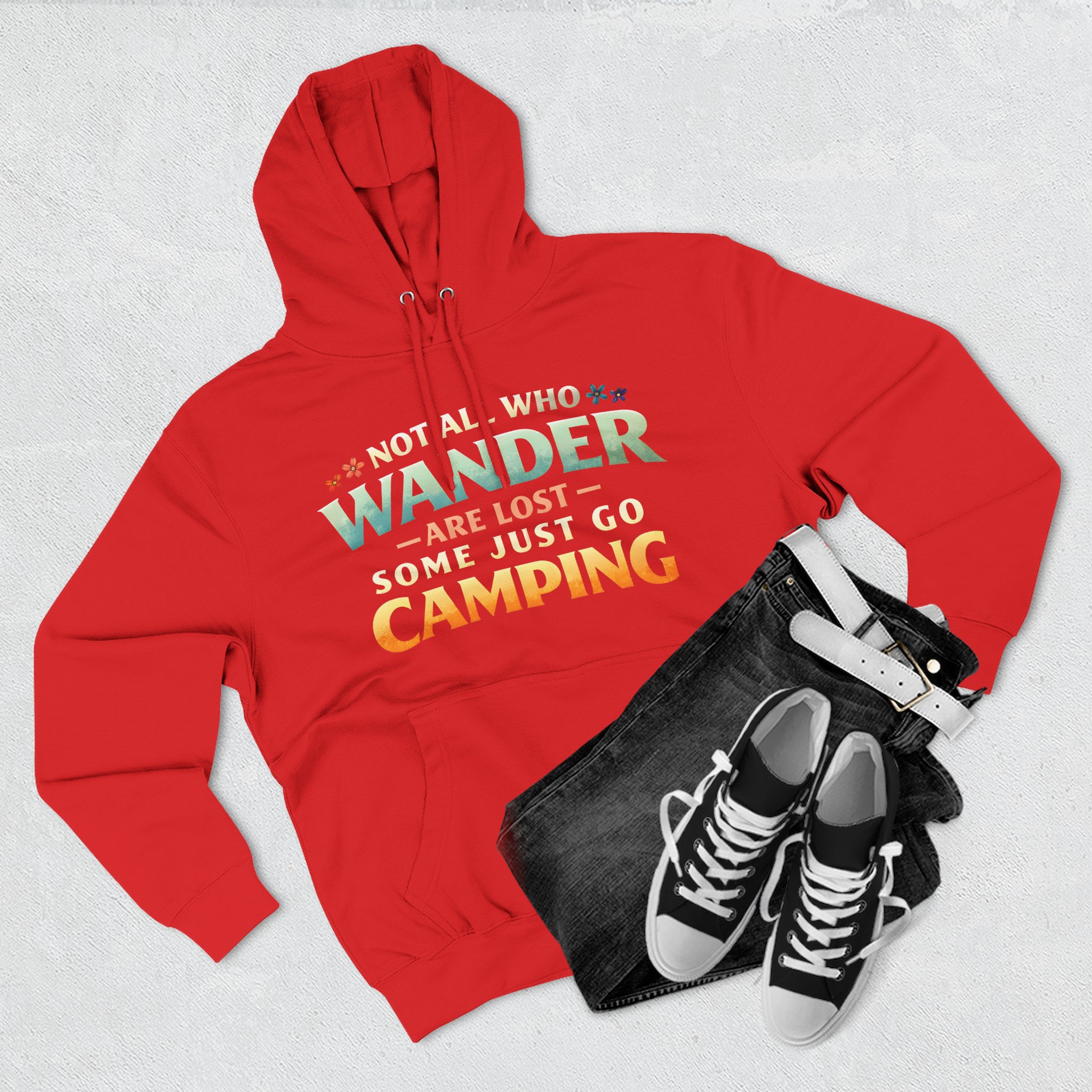 Three-Panel Fleece Hoodie - "Not All Who Wander Are Lost " Design Scenic-Line