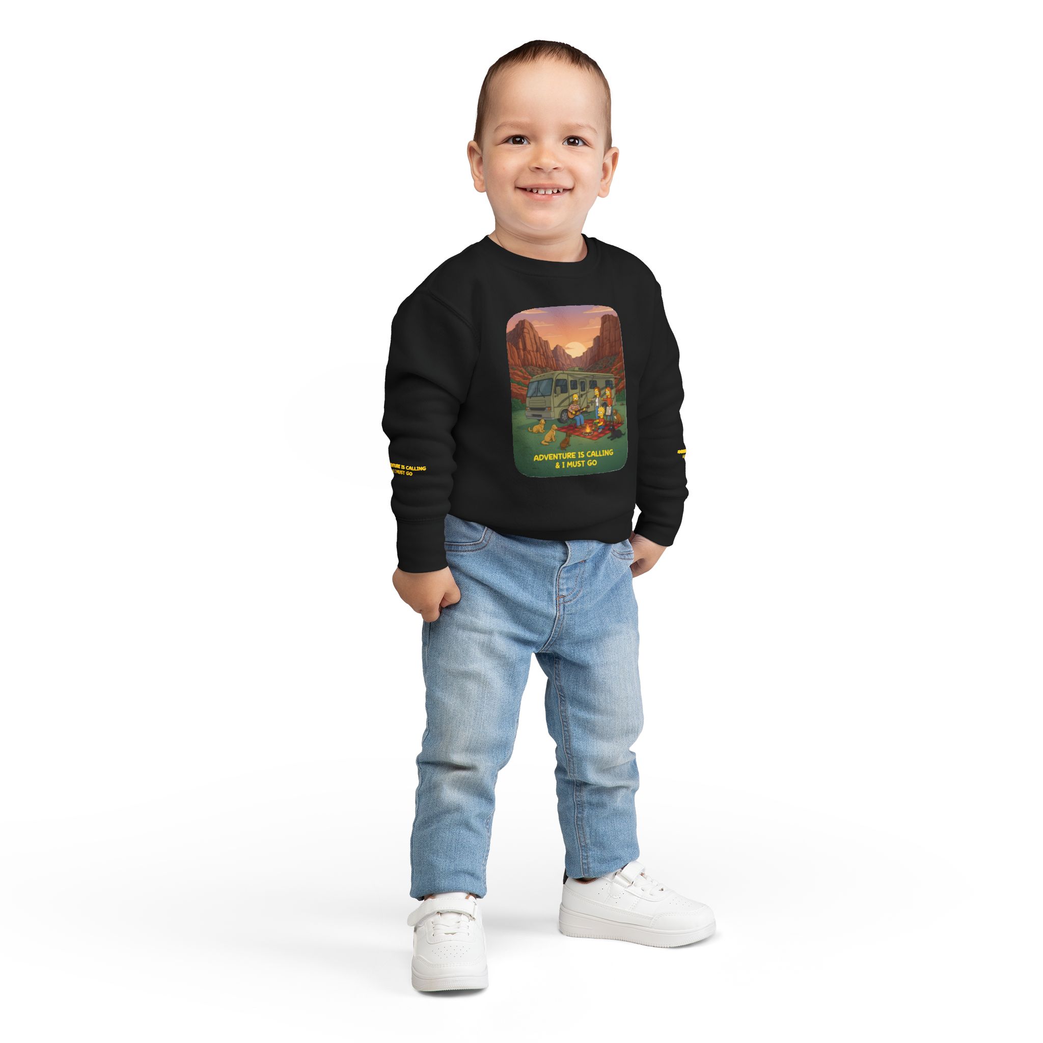Toddler Sweatshirt - "Adventure Is Calling-I Must Go" (Design Sitcom-Line)