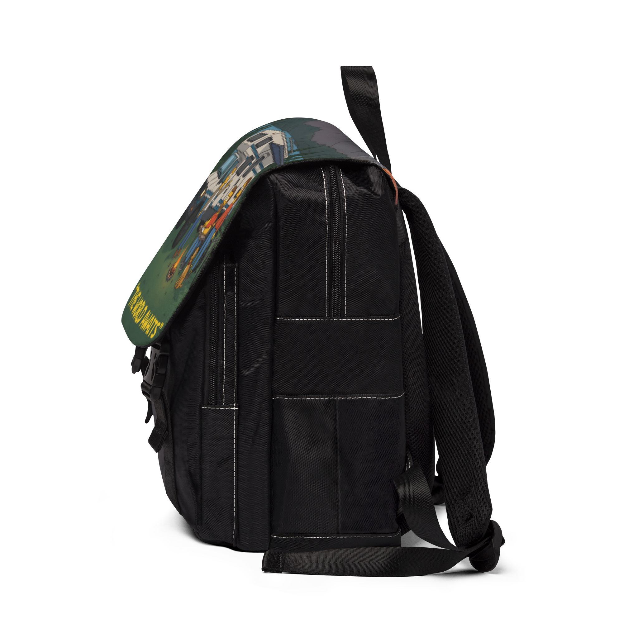 Unisex Casual Shoulder Backpack — "The World Awaits" Design Sitcom-Line
