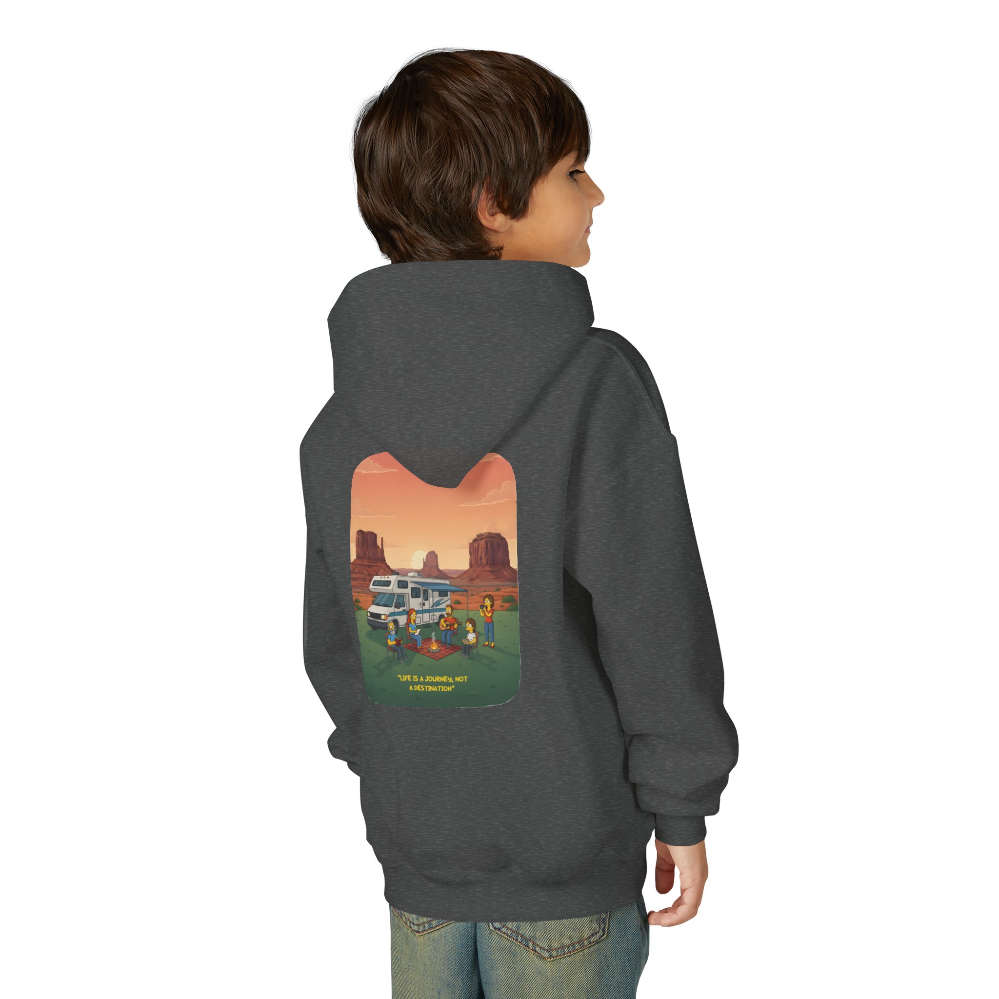 Youth Hoodie(Gildan) – "Life Is A Journey-Not A Destination" (Design Sitcom-Line)