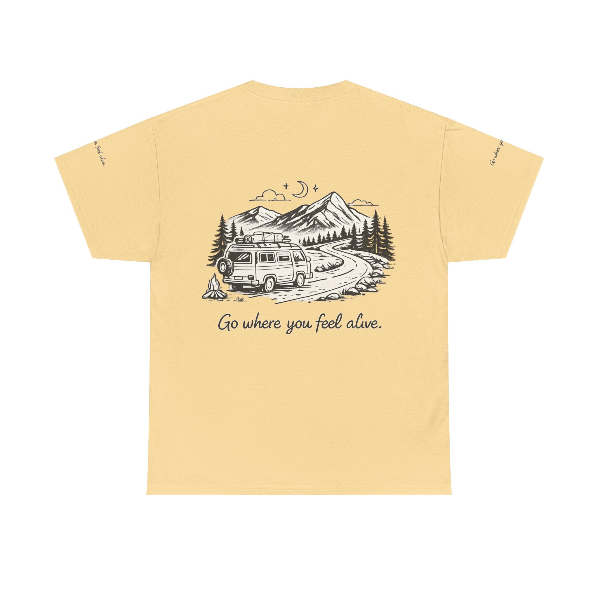 Unisex Heavy Cotton Tee — "Go Where You Feel Alive" Design Minimal-Line