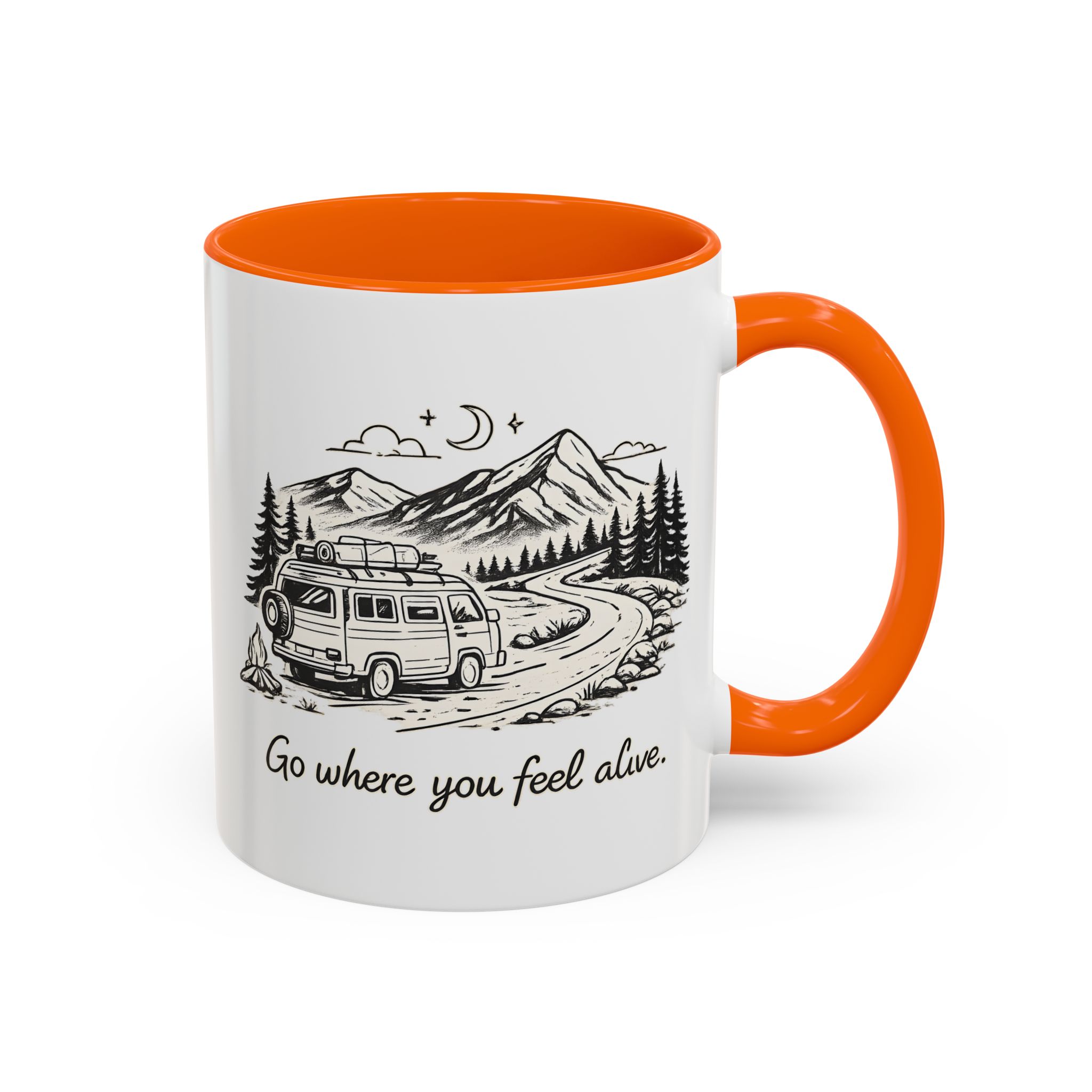 Accent Coffee Mug (11, 15oz) — "Go Where You Feel Alive" Design Minimal-Line