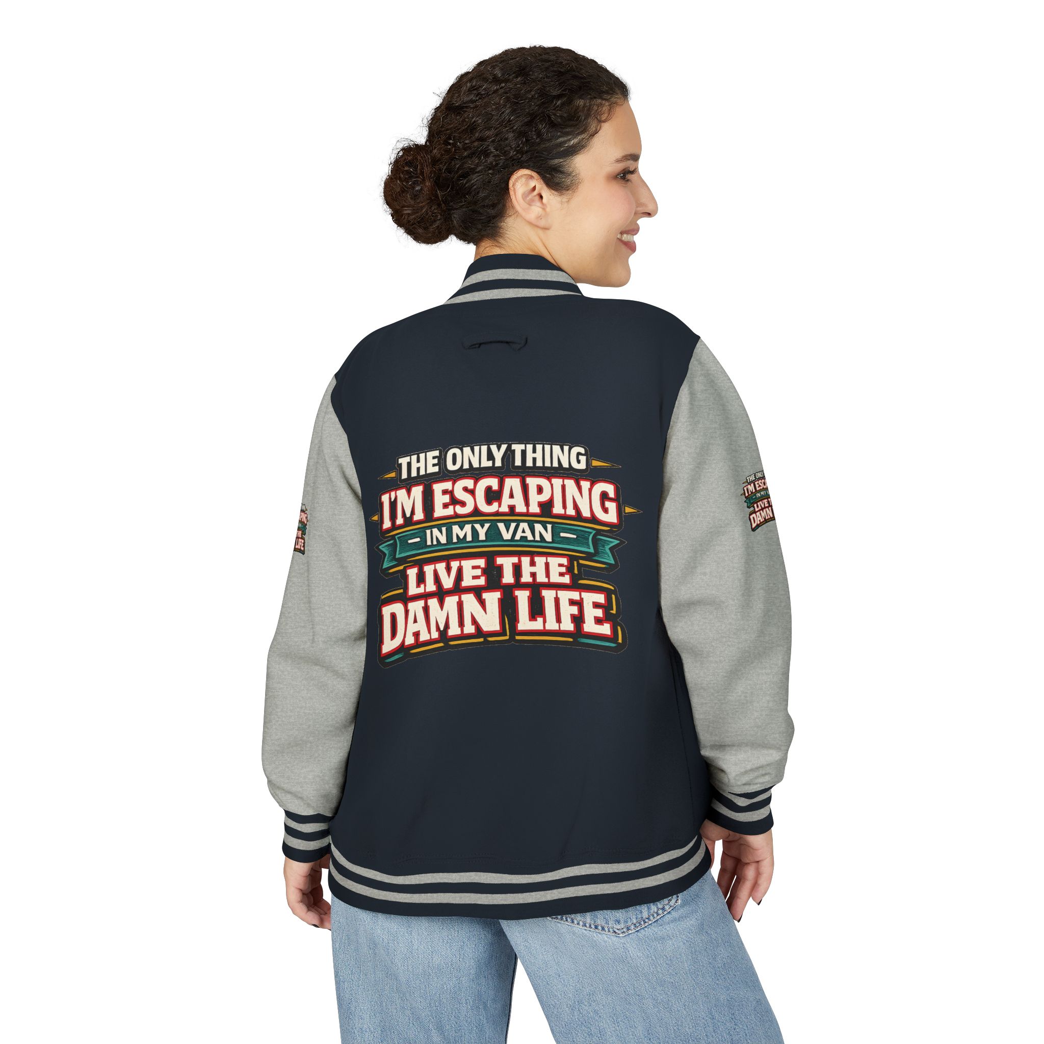 Unisex Heavyweight Letterman Jacket — "The Only Thing I´m Escaping" Design F**K-Line