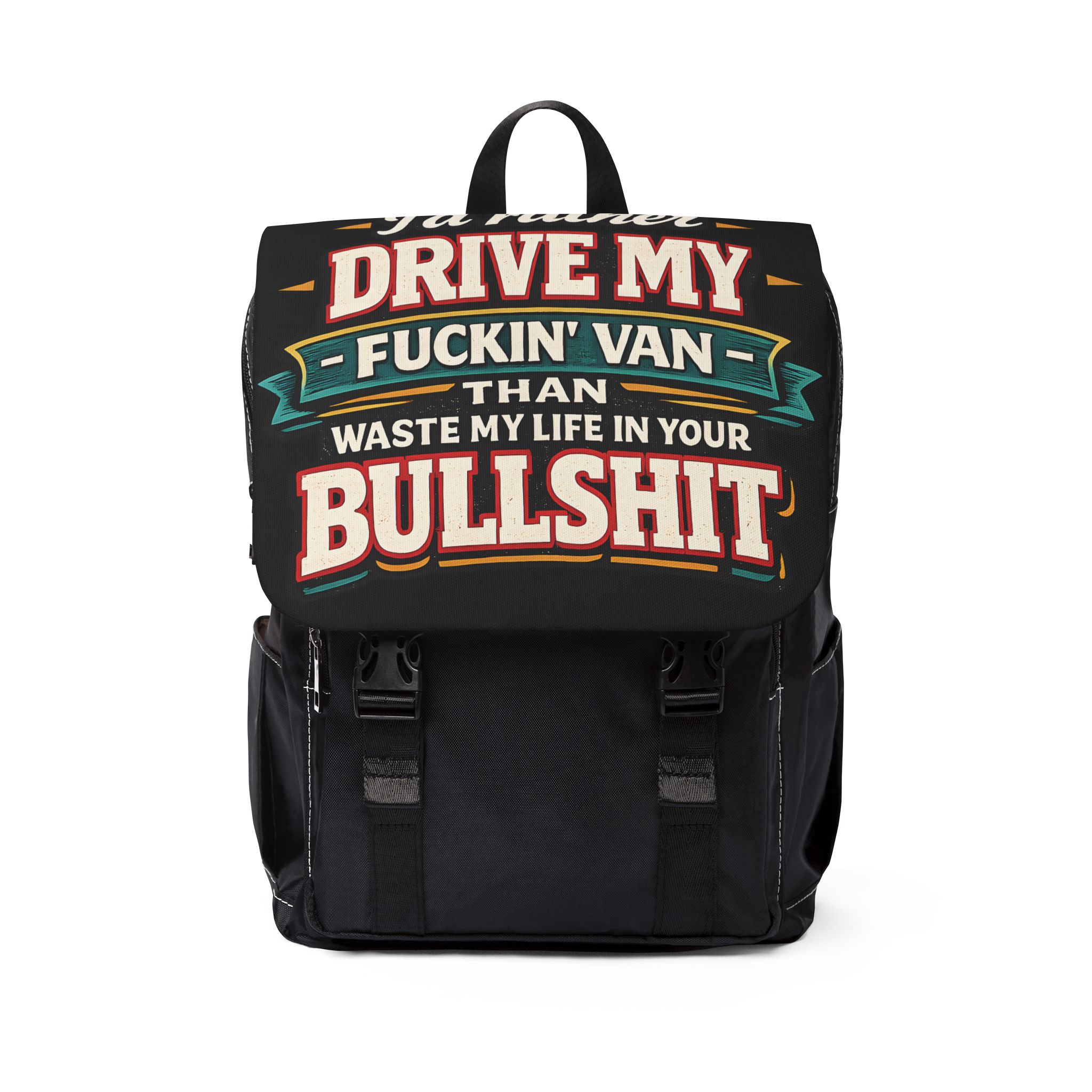 16708497139683643572_2048.jpeg Unisex Casual Shoulder Backpack — "I´d Rather Drive My Fucking Van" Design F**K-Line