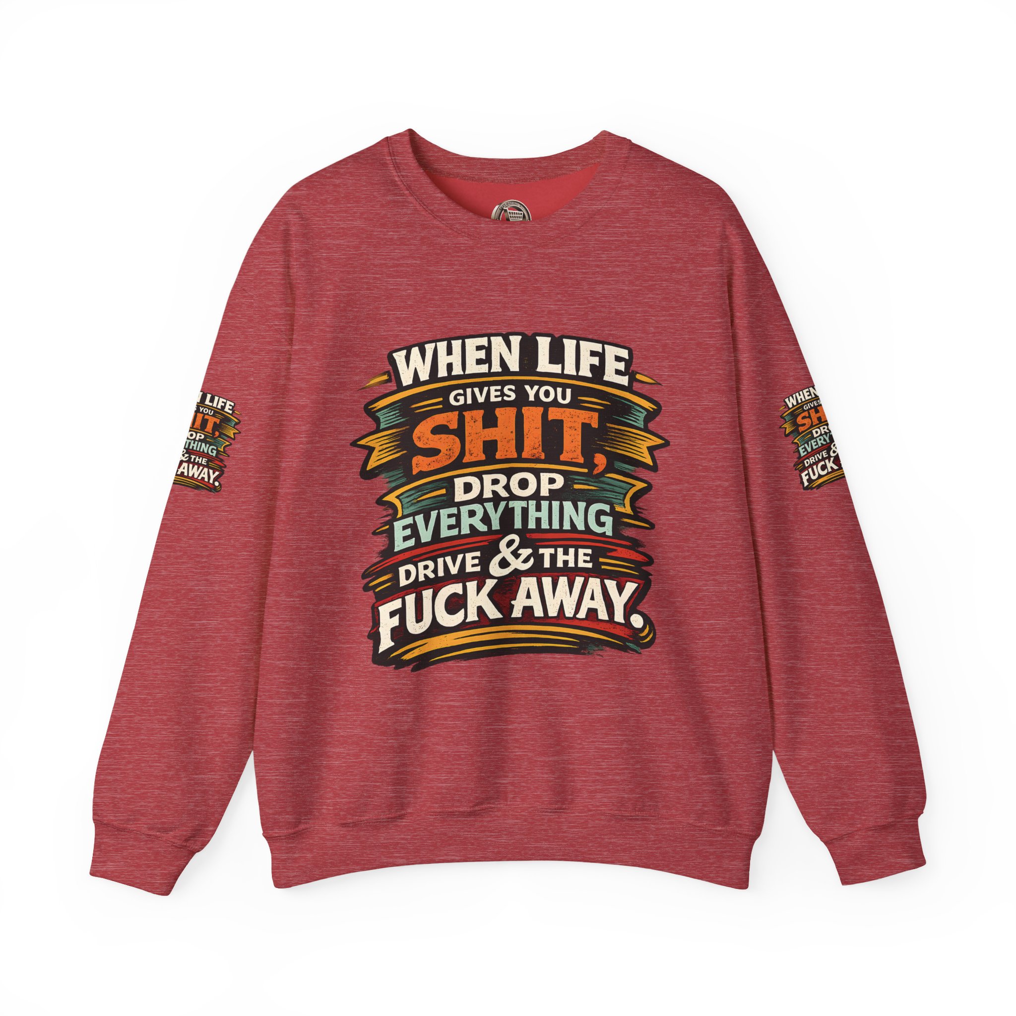 Unisex Heavy Blend™ Crewneck Sweatshirt — "When Live Gives You Shit" Design F**K-Line