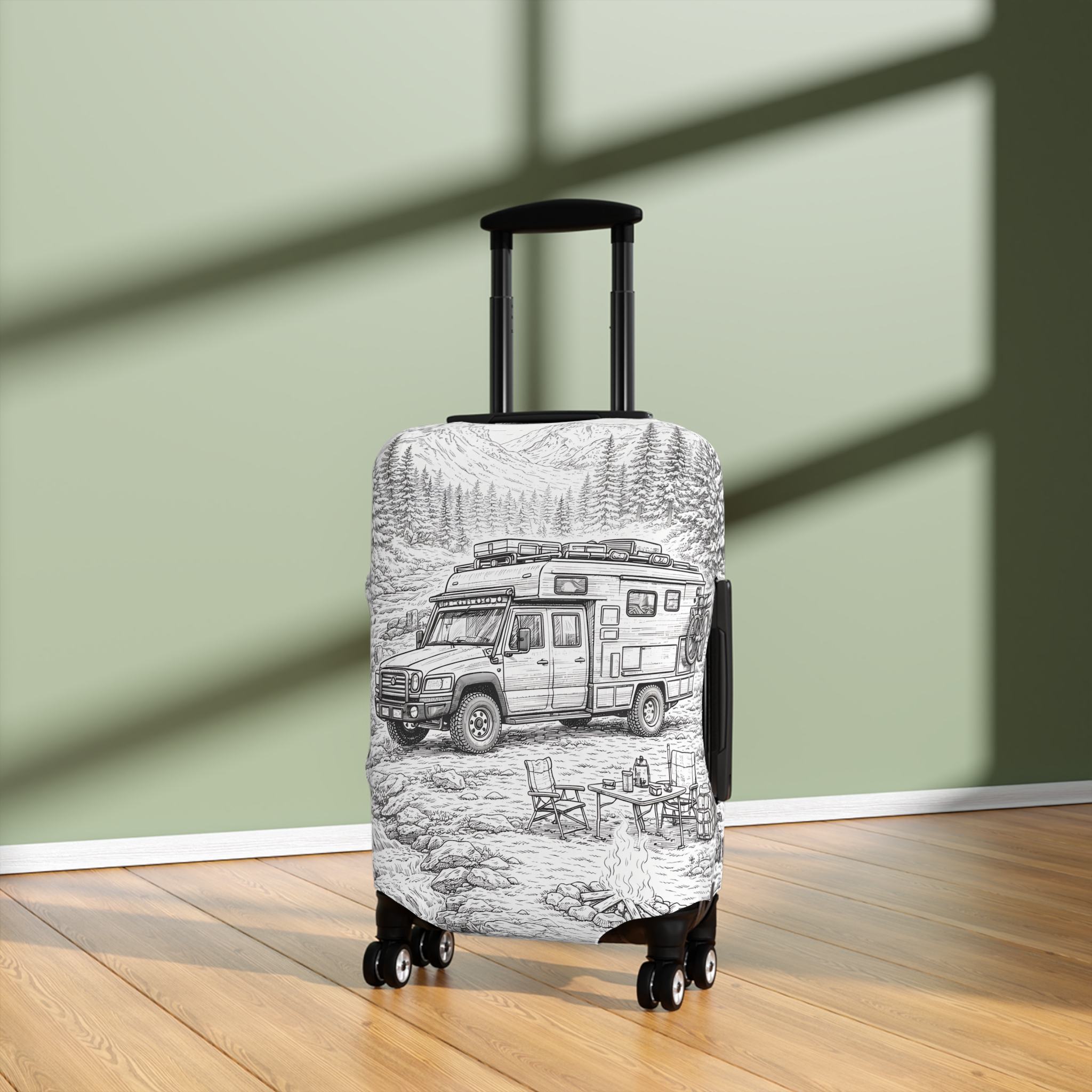 16710833168243704621_2048.jpeg Luggage Cover — Adventure Camper Sketch Travel Suitcase
