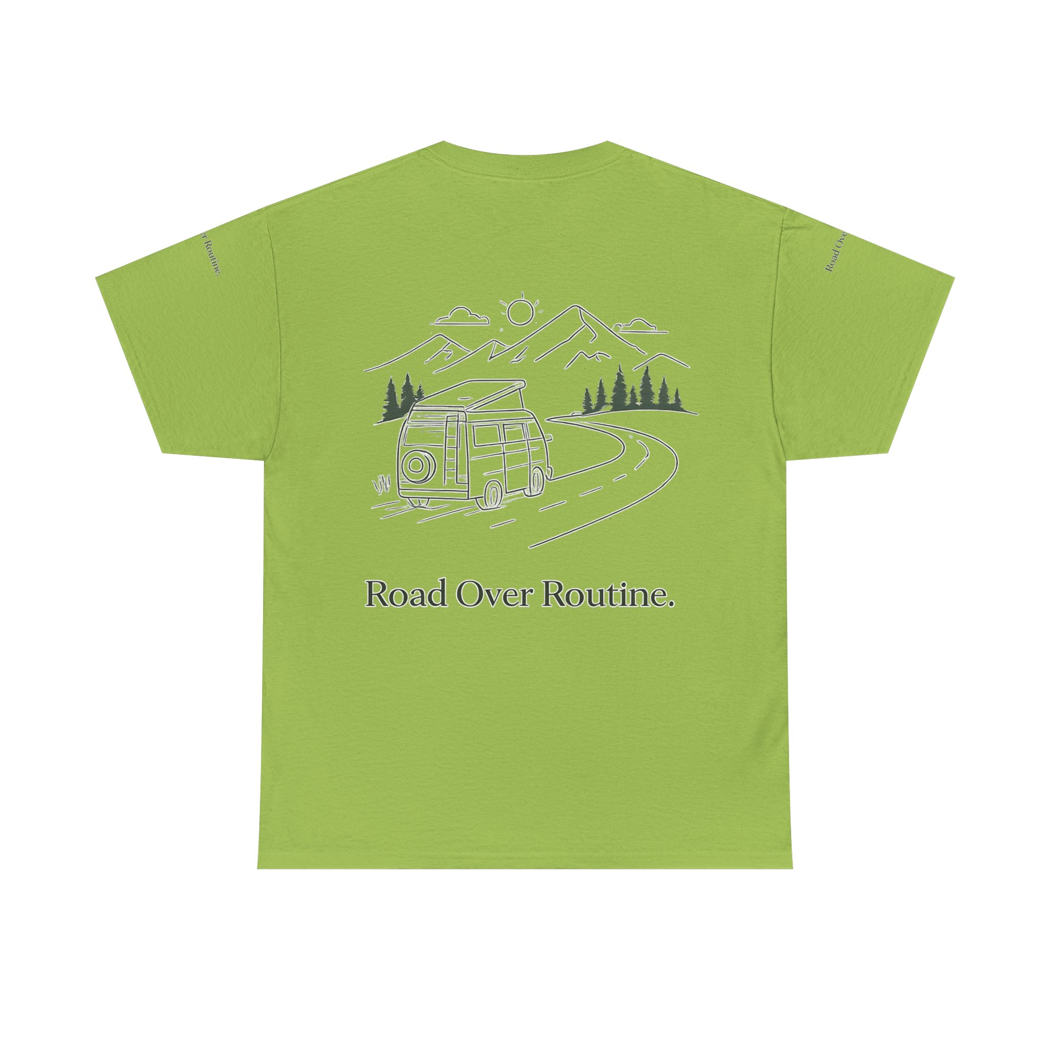 Unisex Heavy Cotton Tee — "Road Over Routine" Design Minimal-Line