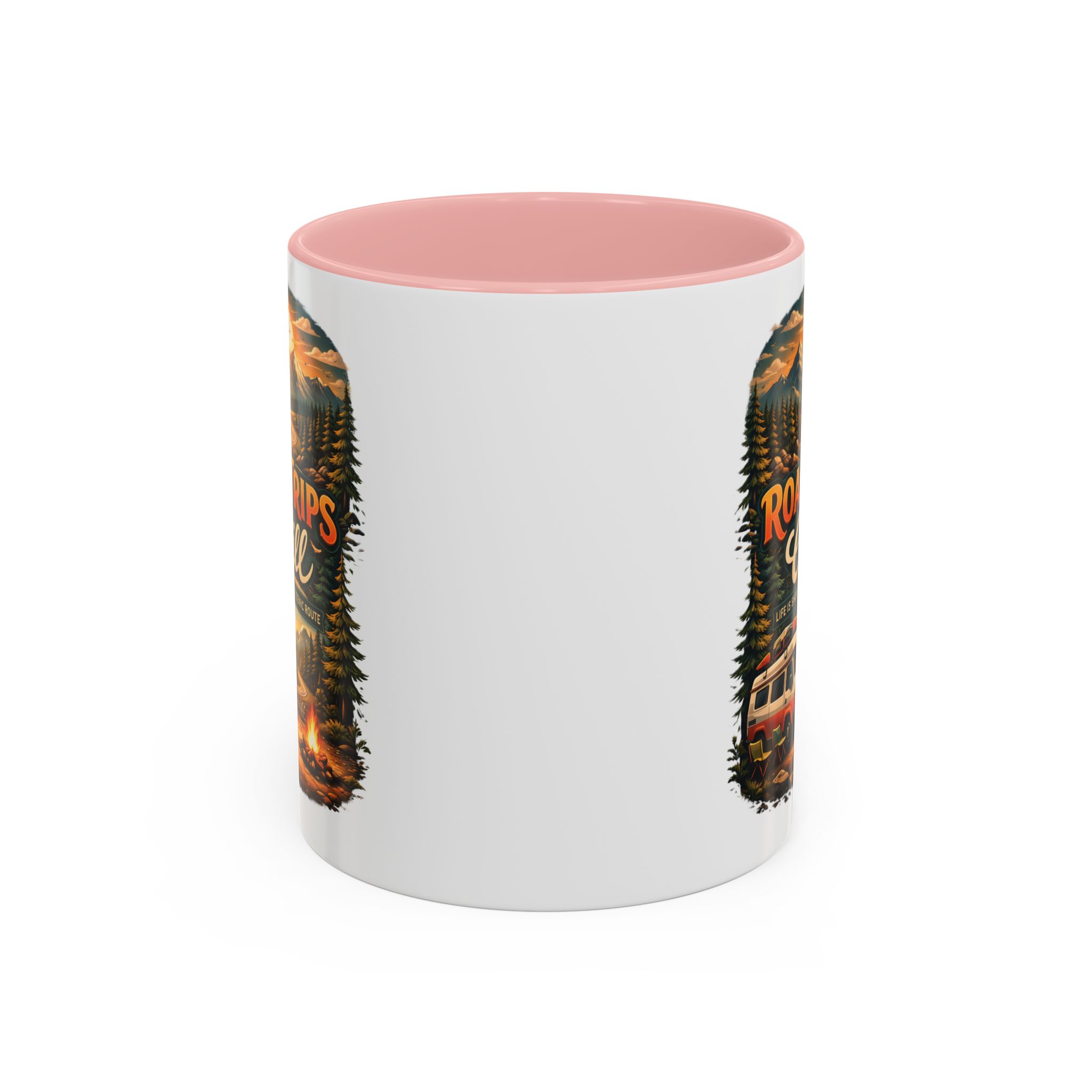 Accent Coffee Mug (11, 15oz) — "Road Trips & Chill" Design Scenic-Line