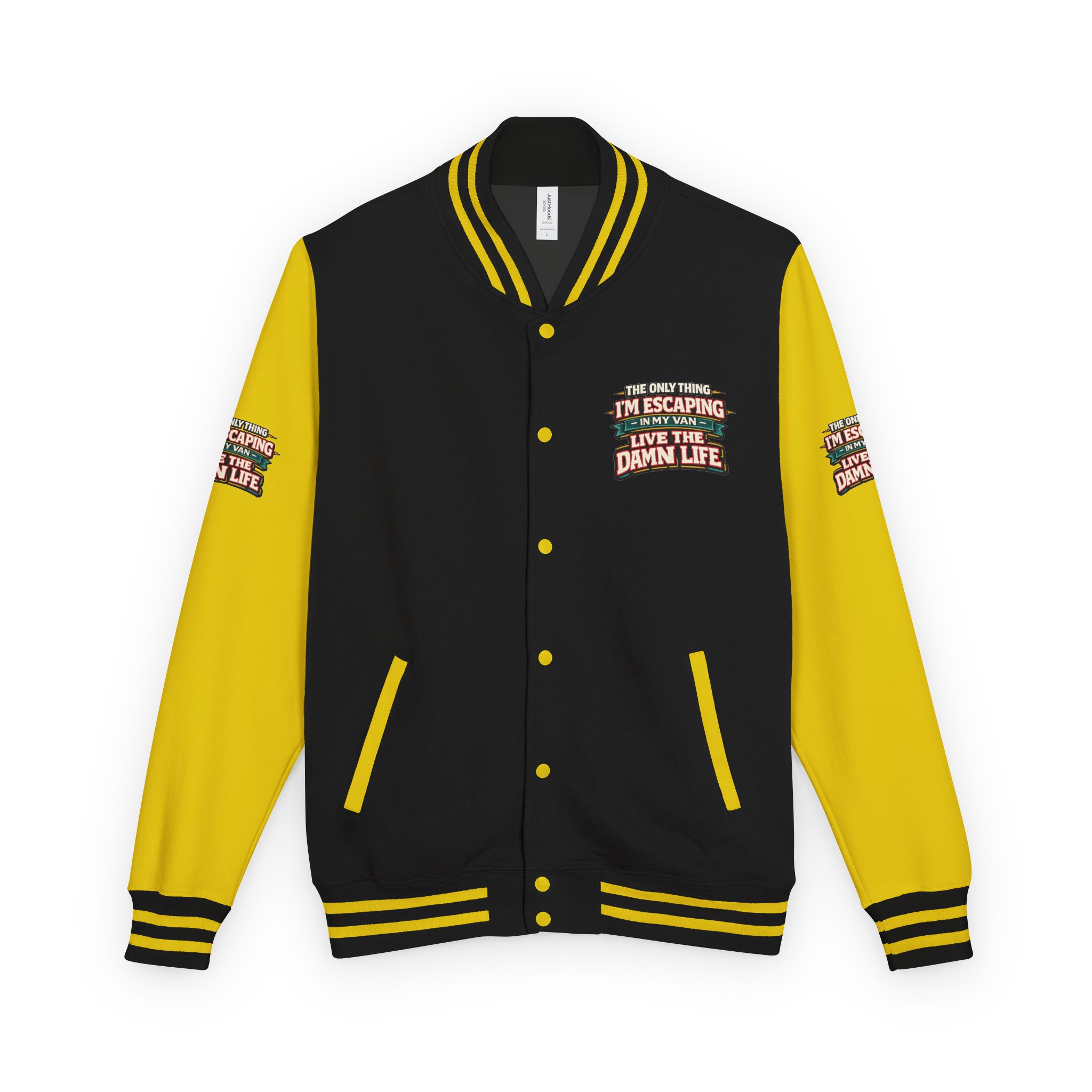 Unisex Heavyweight Letterman Jacket — "The Only Thing I´m Escaping" Design F**K-Line