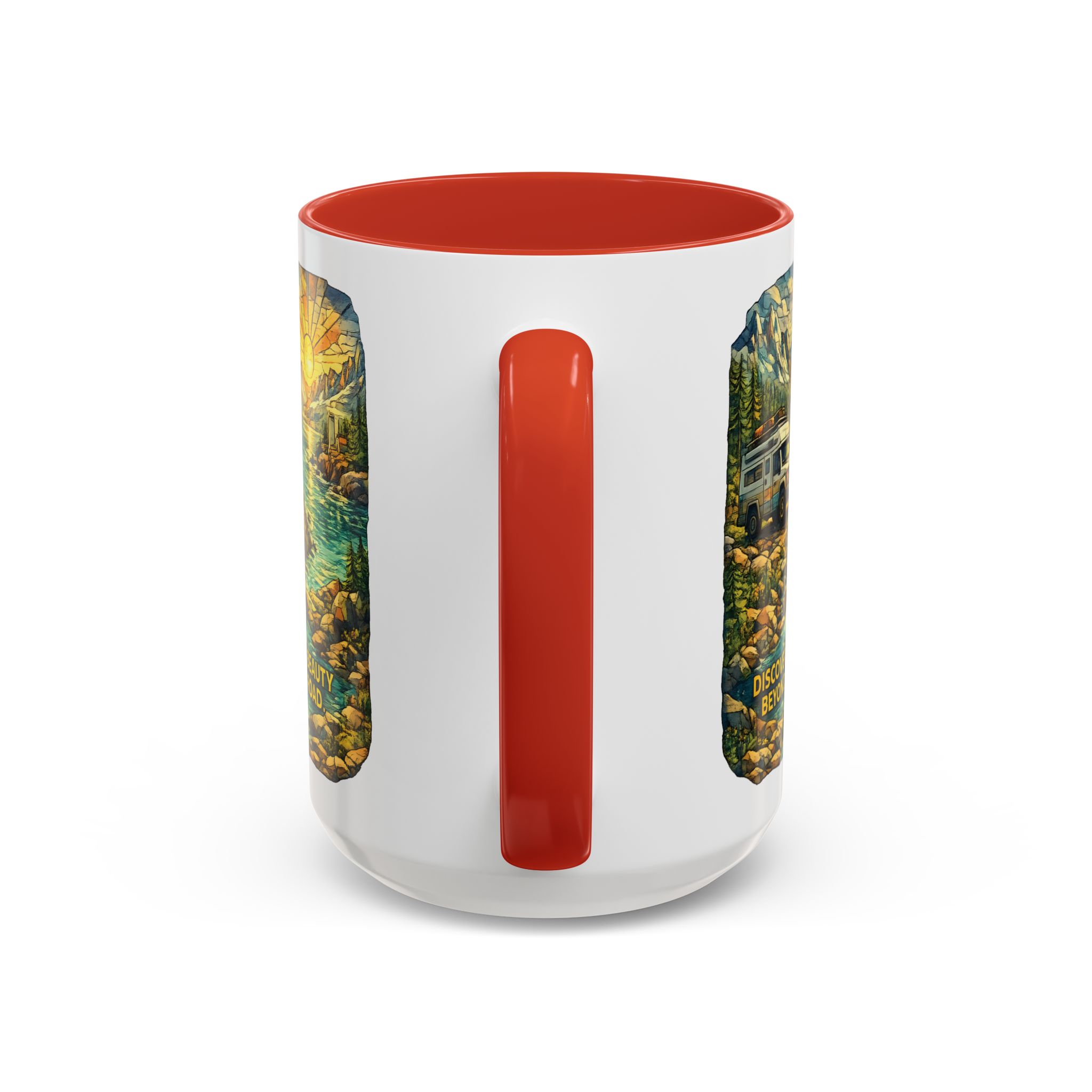 1672607450356885543_2048.jpeg Accent Coffee Mug (11, 15oz) — "Discover The Bieuty Beyond The Road" Design Cubic-Line