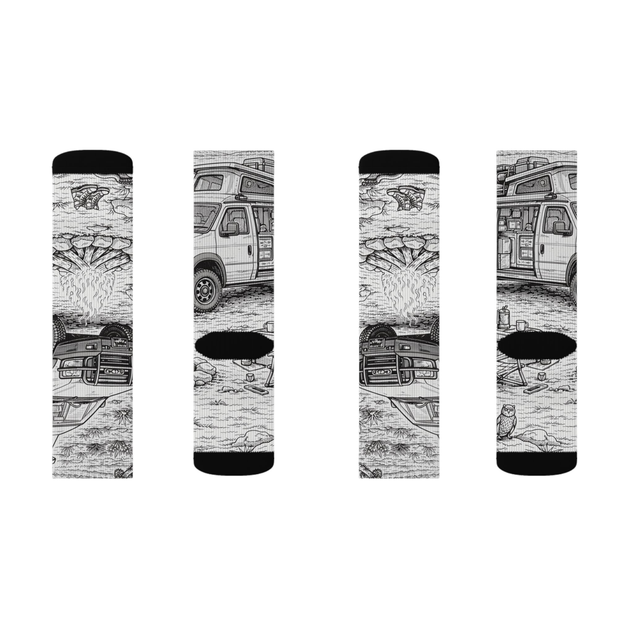 Sublimation Socks — Retro Camper Roadtrip Crew Socks