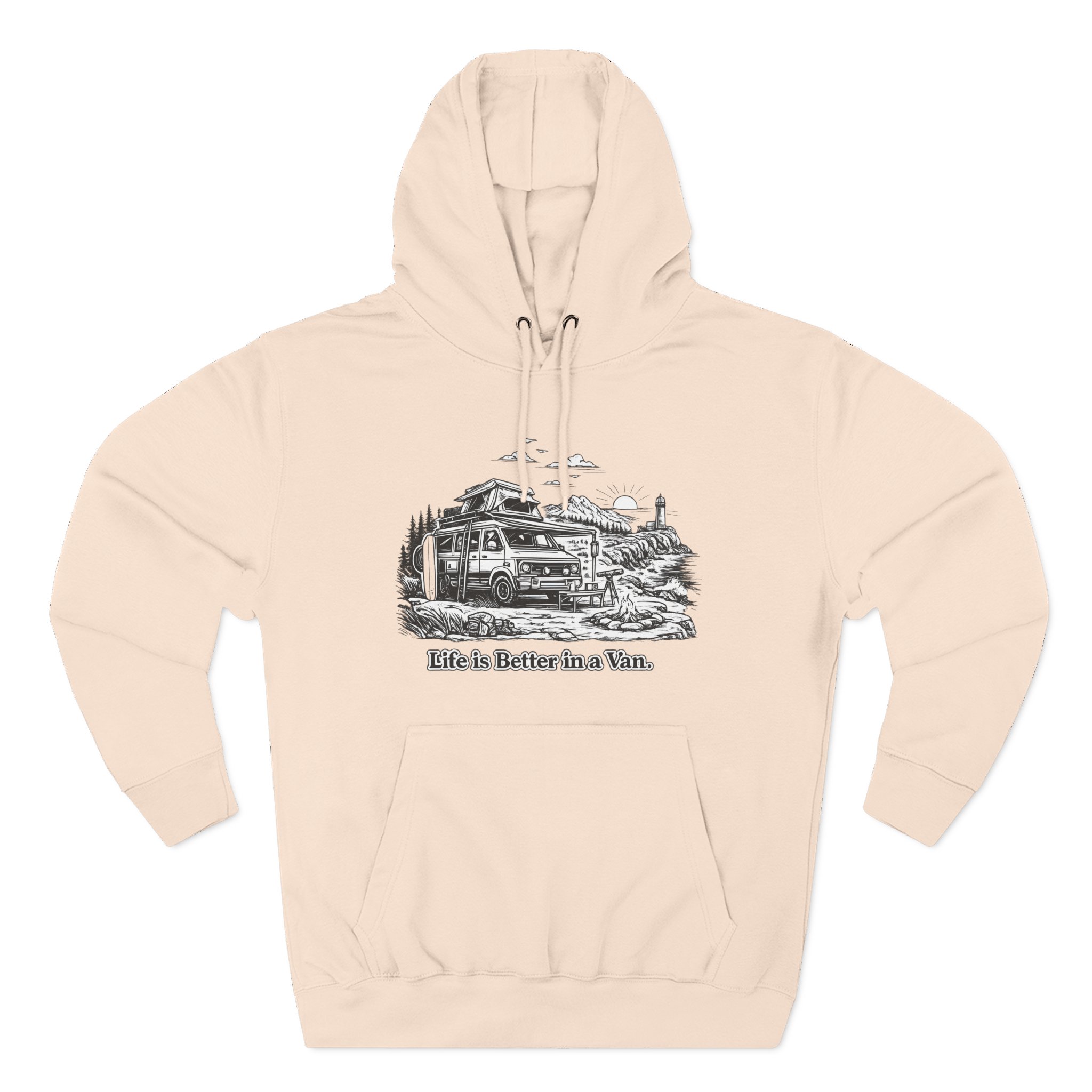 16731213320884969183_2048.jpeg Three-Panel Fleece Hoodie - "Life Is Better In A Van" Design Minimal-Line
