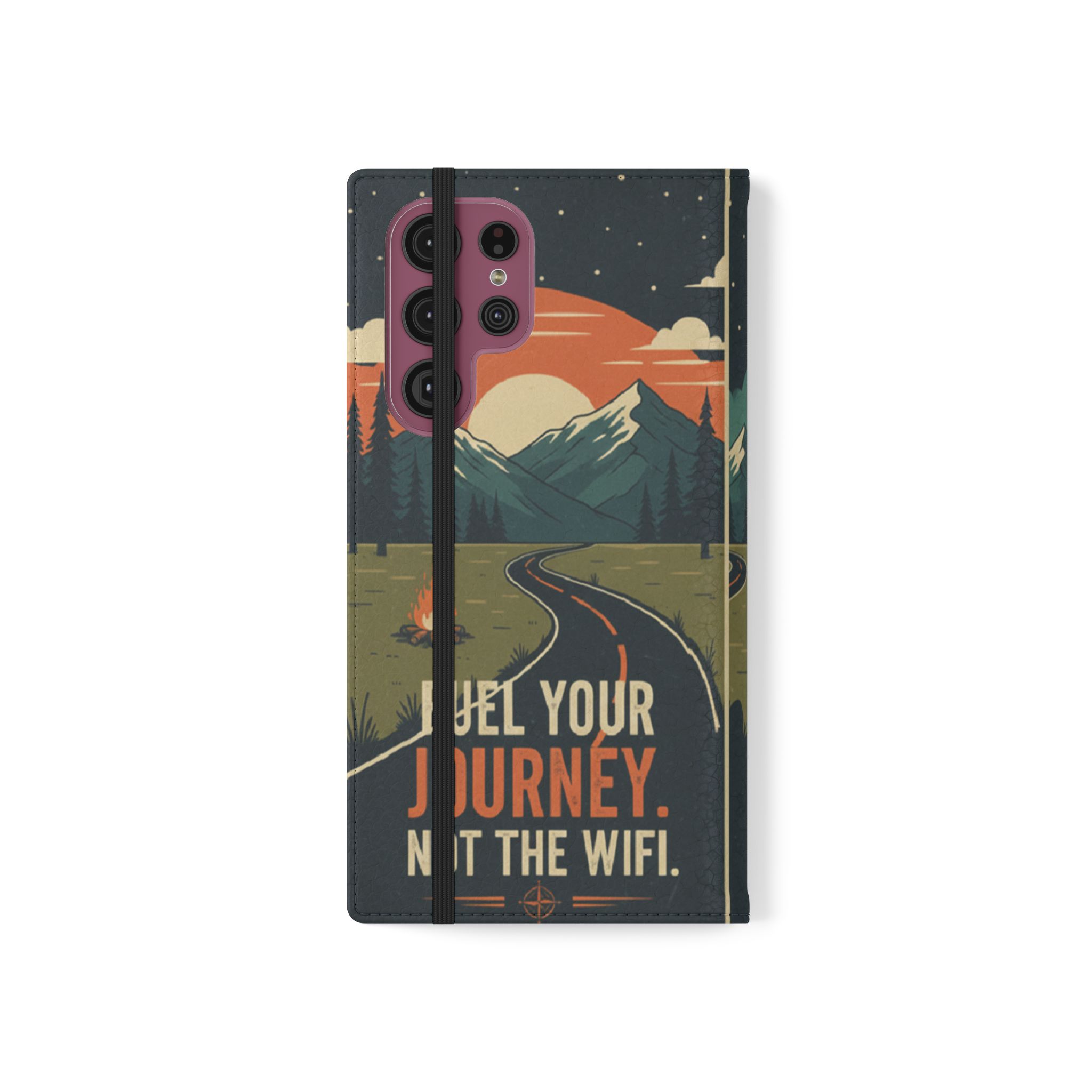 Flip Phone Case — "Fuel Your Journey, Not the Wifi" Wallet Cover
