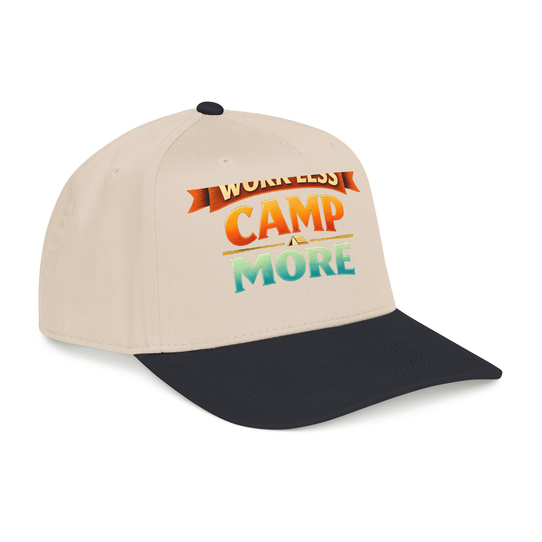 Baseball Cap - "Work Less-Camp More" Design Scenic-Line