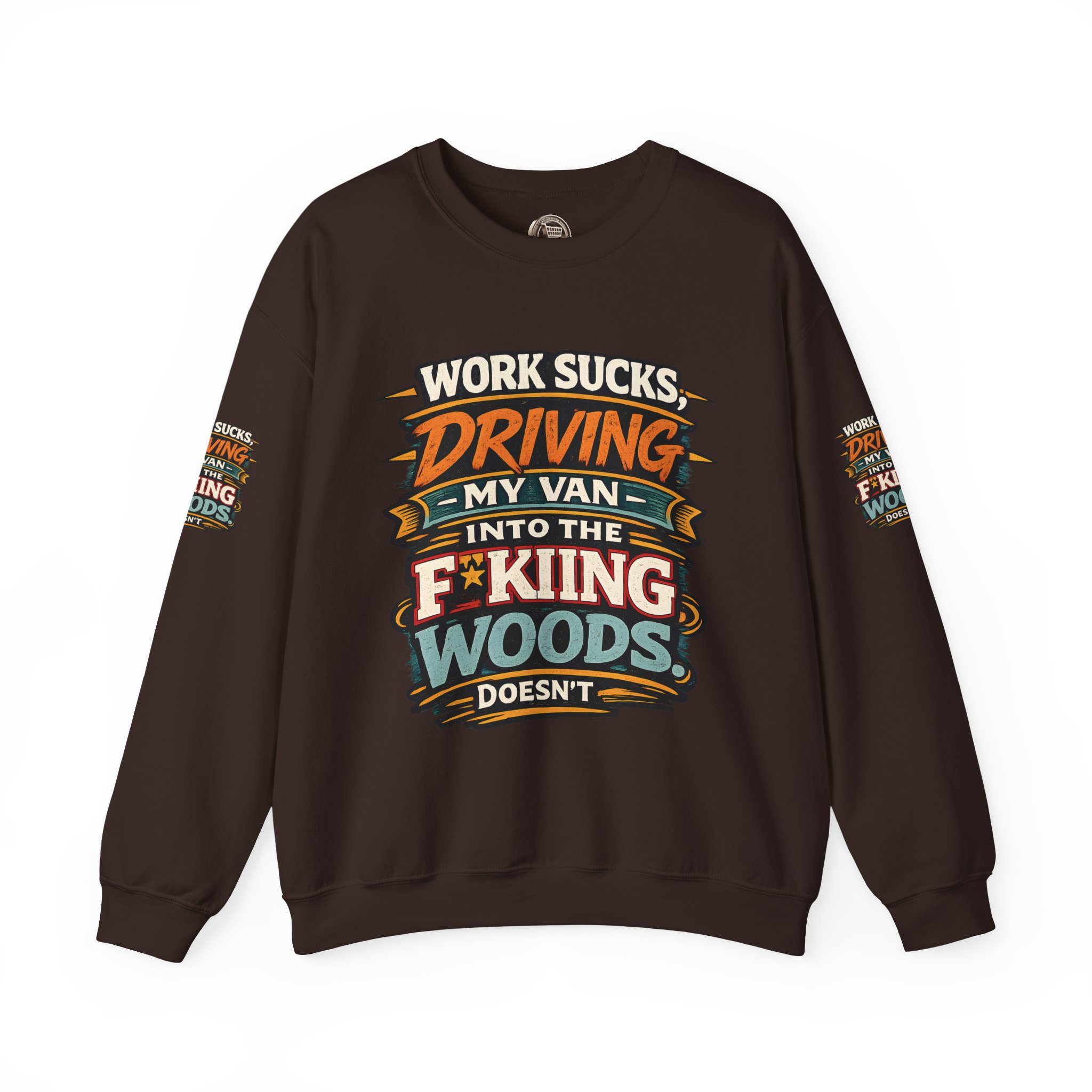 Unisex Heavy Blend™ Crewneck Sweatshirt — "Work Sucks" Design F**K-Line