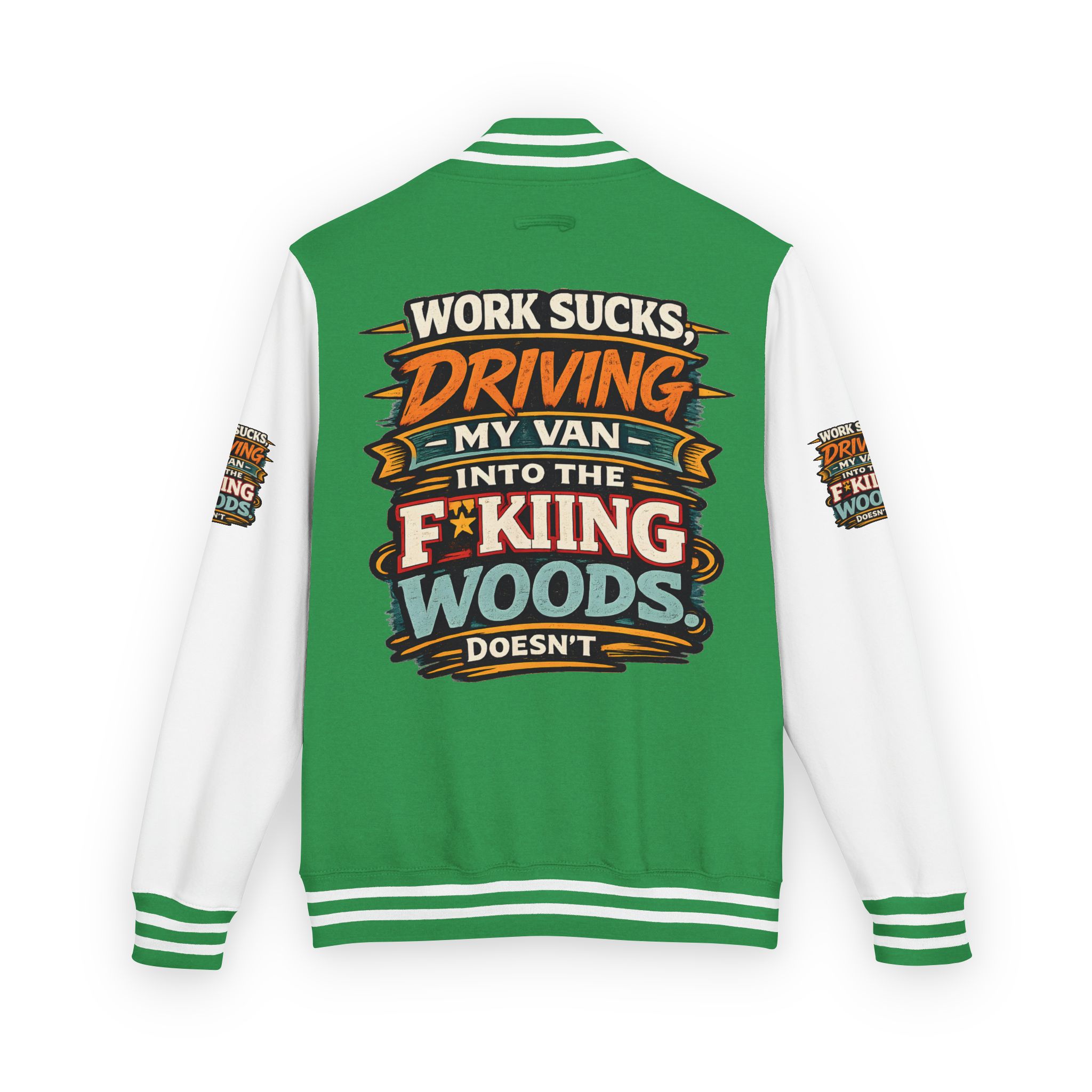 Unisex Heavyweight Letterman Jacket — "Work Sucks" Design F**K-Line