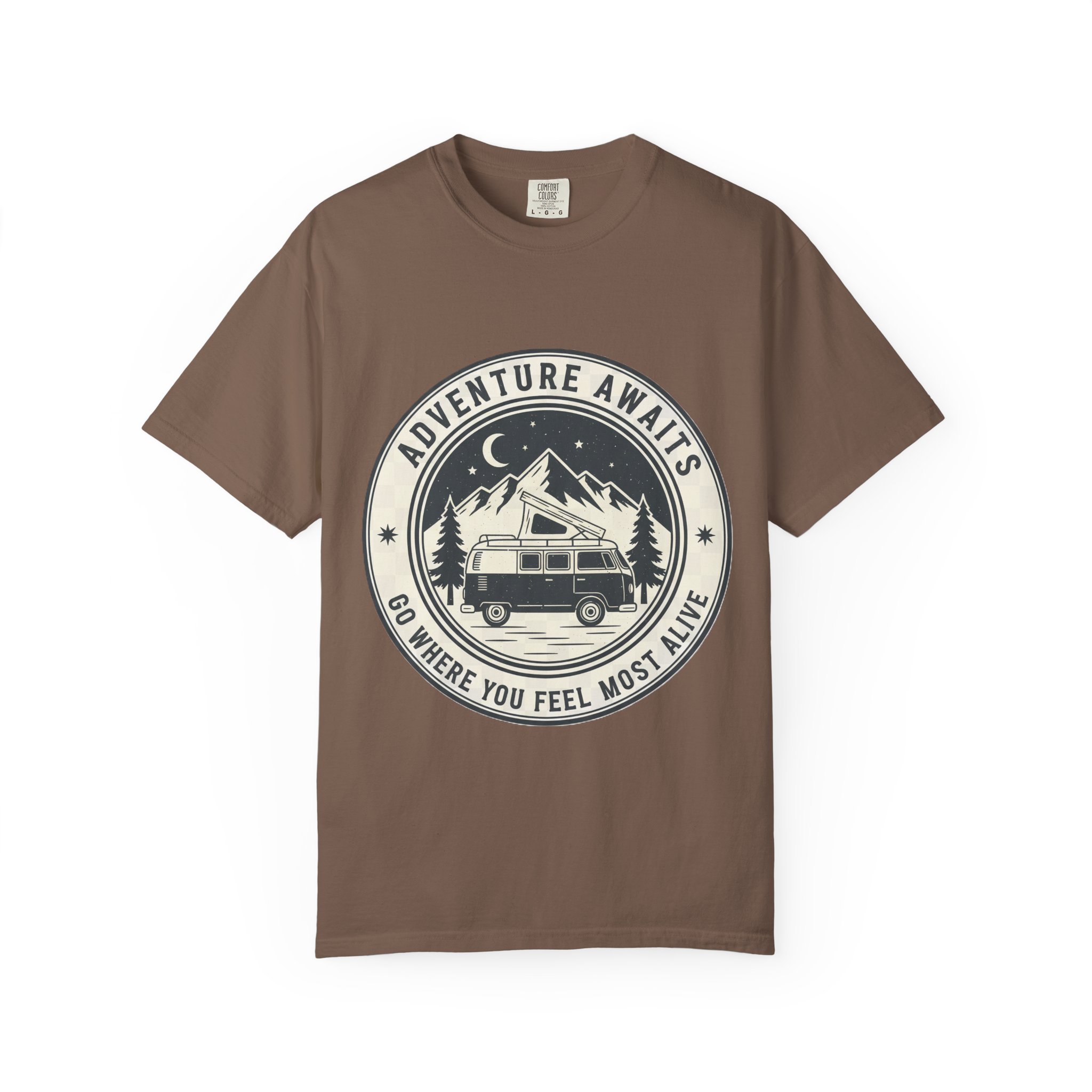 16761140639993790995_2048.jpeg T-Shirt — "Adventure Awaits-Go Where You Feel Most Alive" (Front + Back Printed) Outdoor Travel Tee