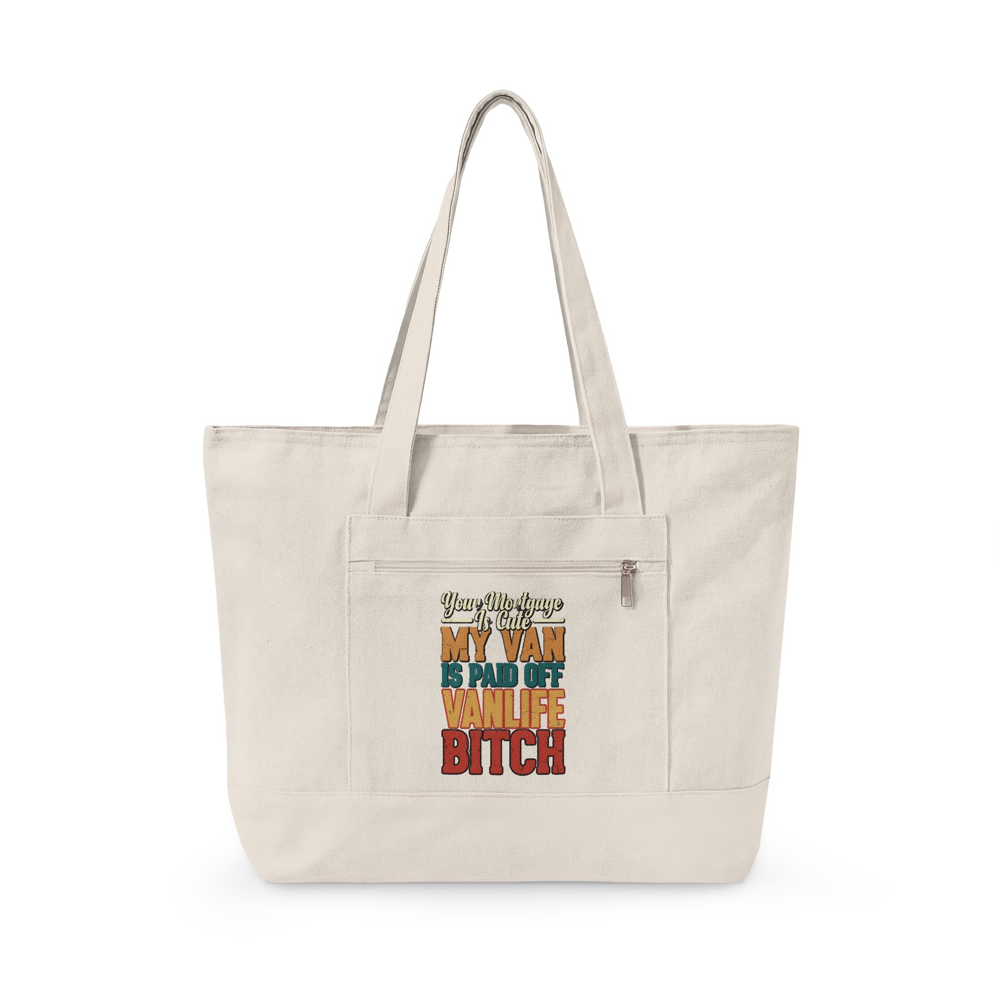 Zippered Canvas Tote — "Your Mortgage Is Cute" (Design F**K-Line)