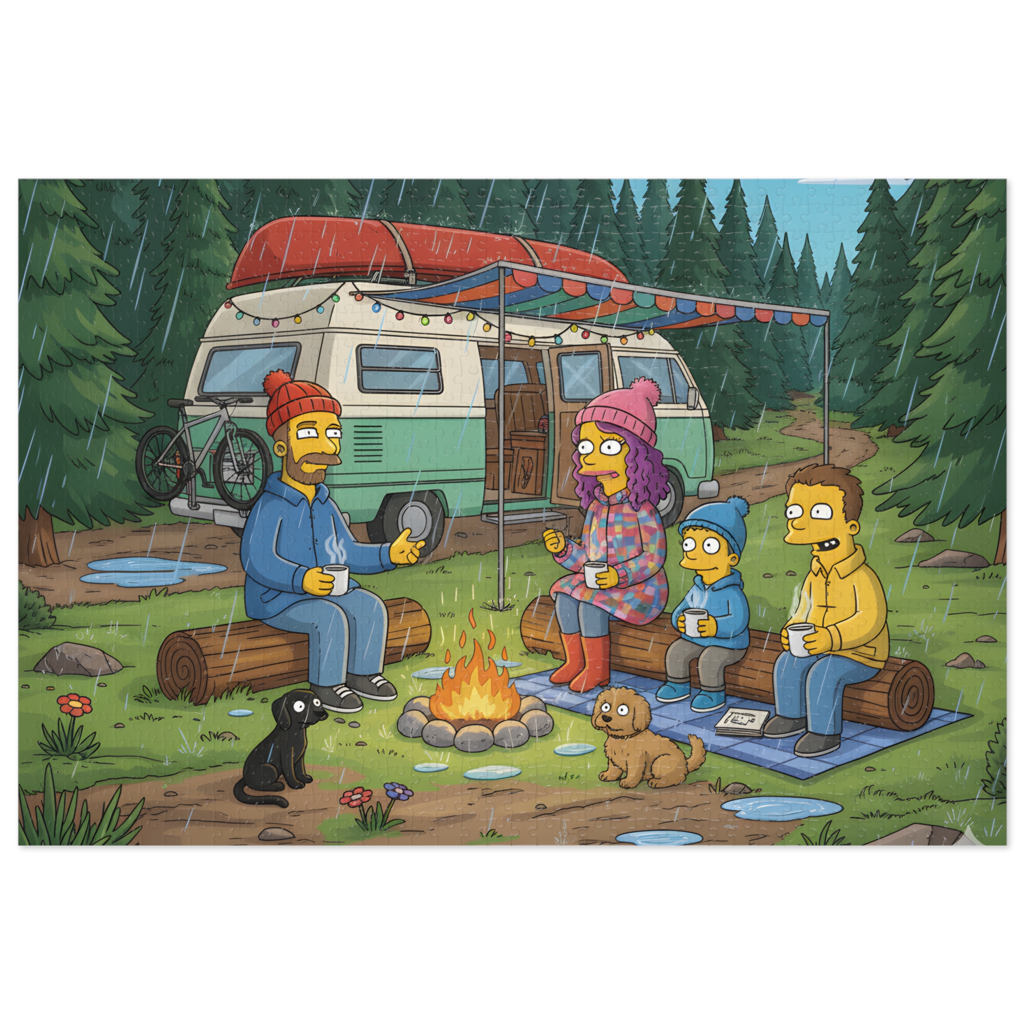 Jigsaw Puzzle with Tin — Outdoor Camper Scene
