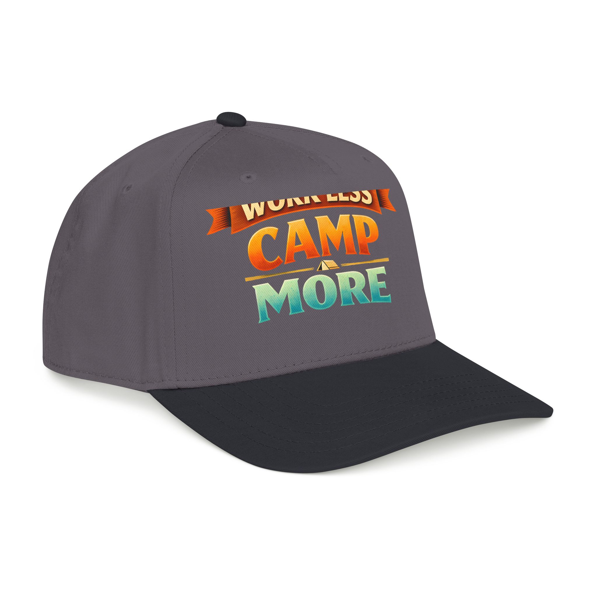 Baseball Cap - "Work Less-Camp More" Design Scenic-Line