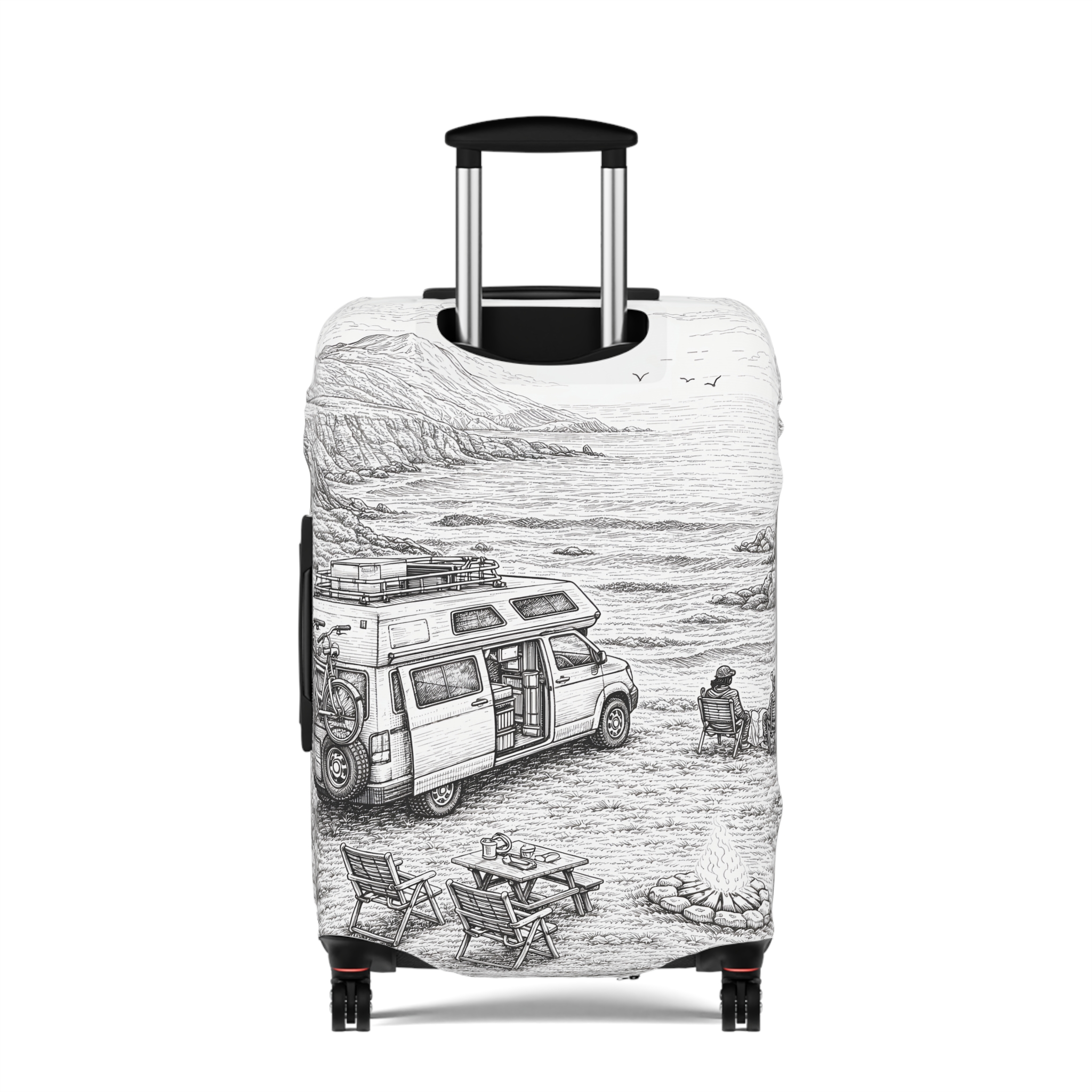 Luggage Cover — Adventure Camper Sketch Travel Suitcase