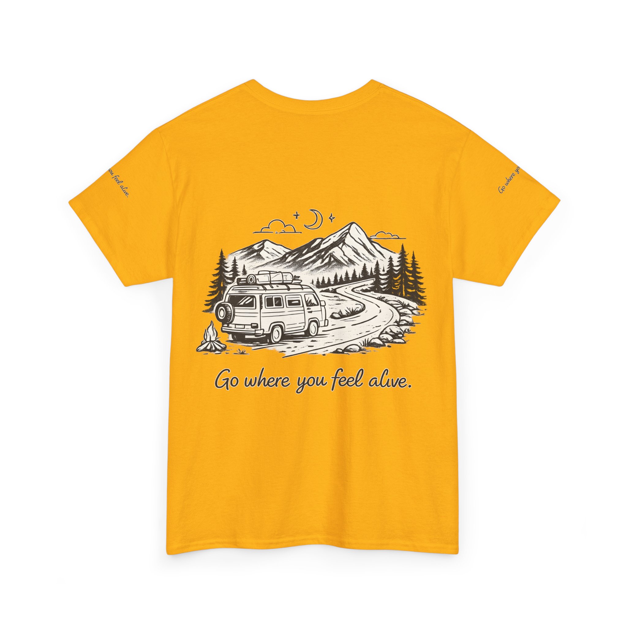 Unisex Heavy Cotton Tee — "Go Where You Feel Alive" Design Minimal-Line