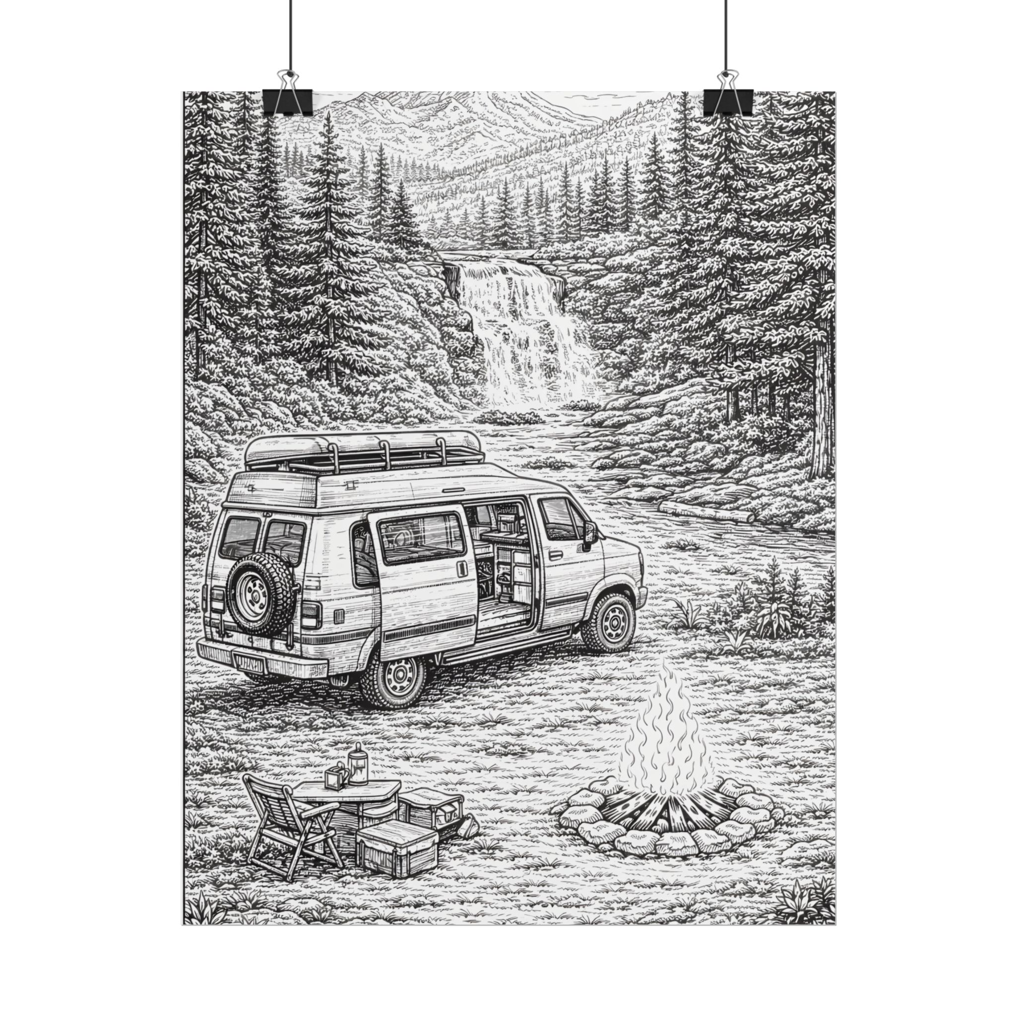 Campervan Poster — Vintage RV Camping Landscape Wall Art