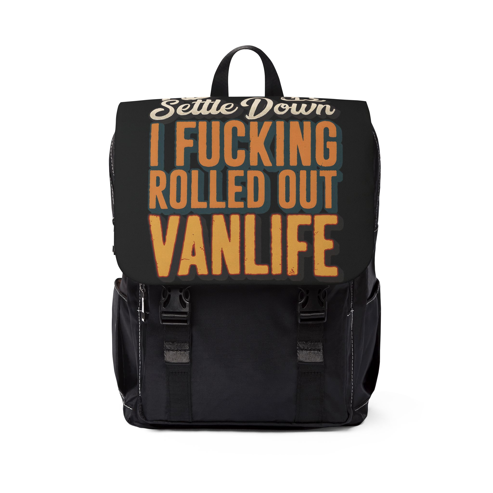 16796865177503749750_2048.jpeg Unisex Casual Shoulder Backpack — "Dind´t Settle Down" Design F**K-Line