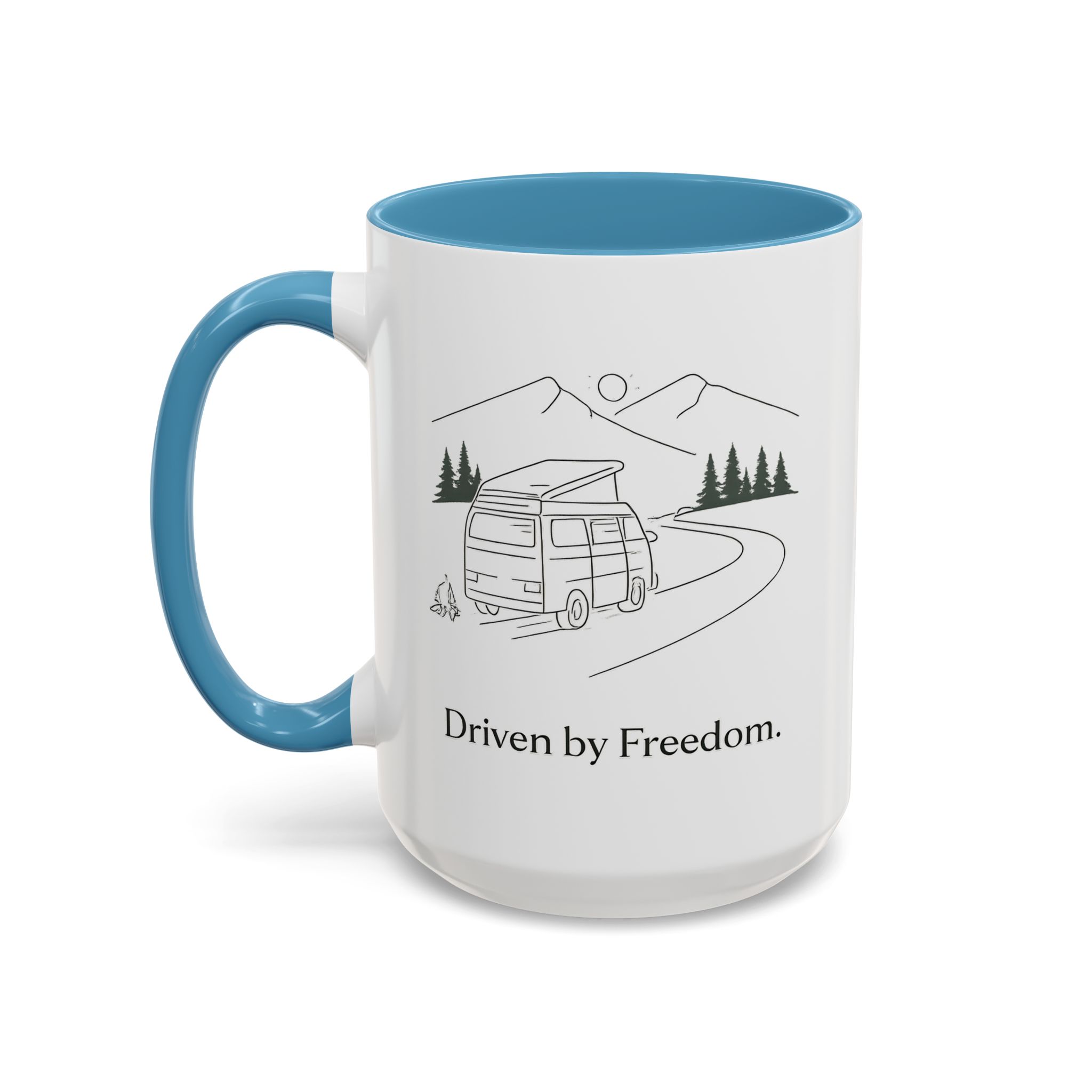 Accent Coffee Mug (11, 15oz) — "Driven By Freedom" Design Minimal-Line
