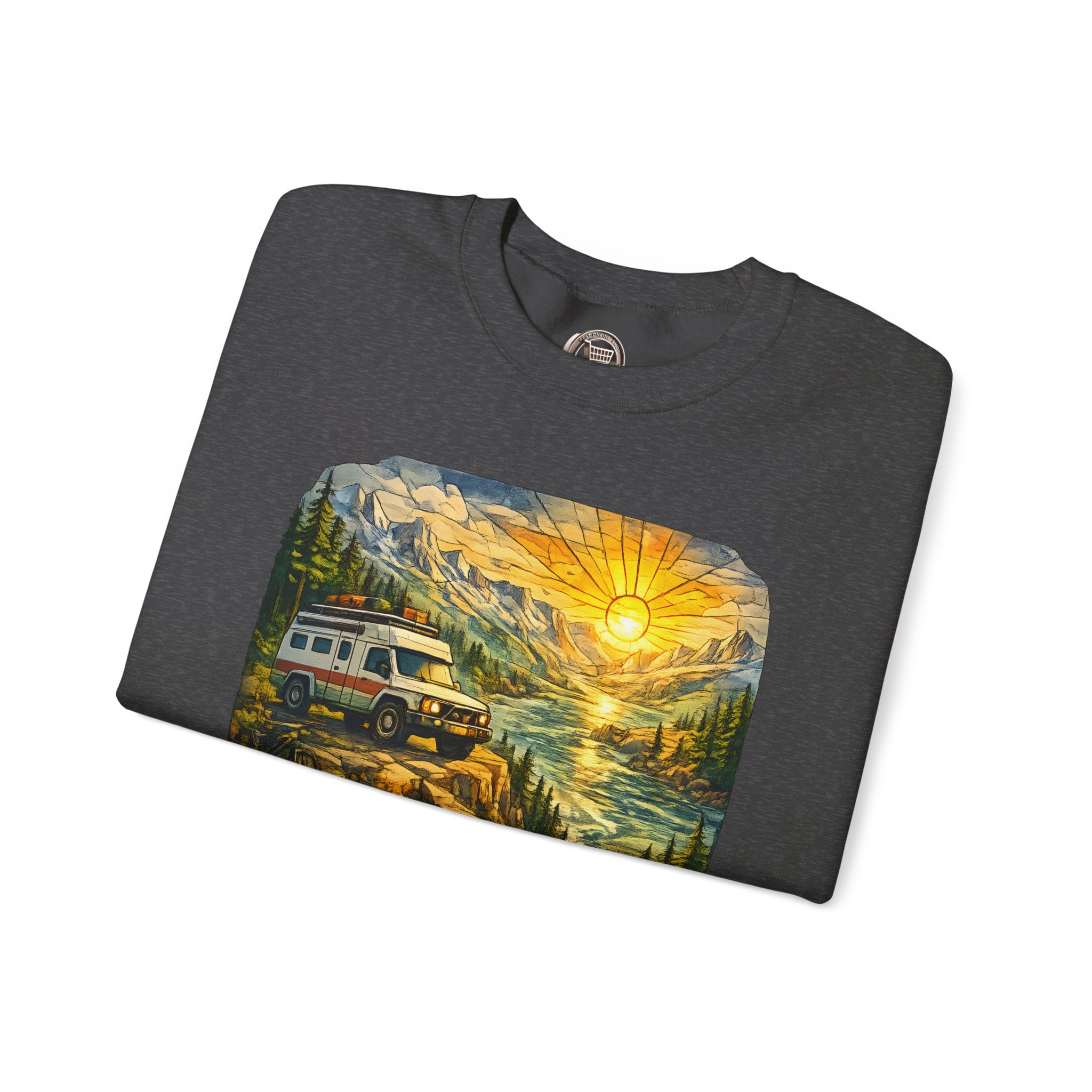 Unisex Heavy Blend™ Crewneck Sweatshirt — "Let The Journey Be Your Home" Design Cubic-Line