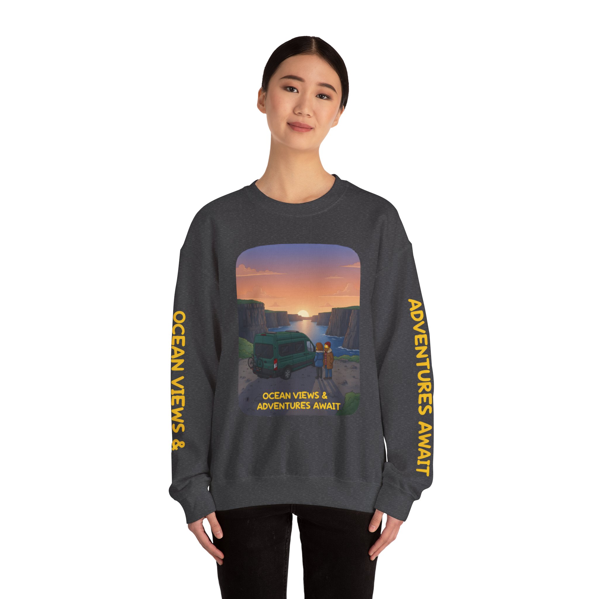 16811503811122989023_2048.jpeg Unisex Heavy Blend™ Crewneck Sweatshirt — "Ocean Views-Adventures Awaits" Design Sitcom-Line