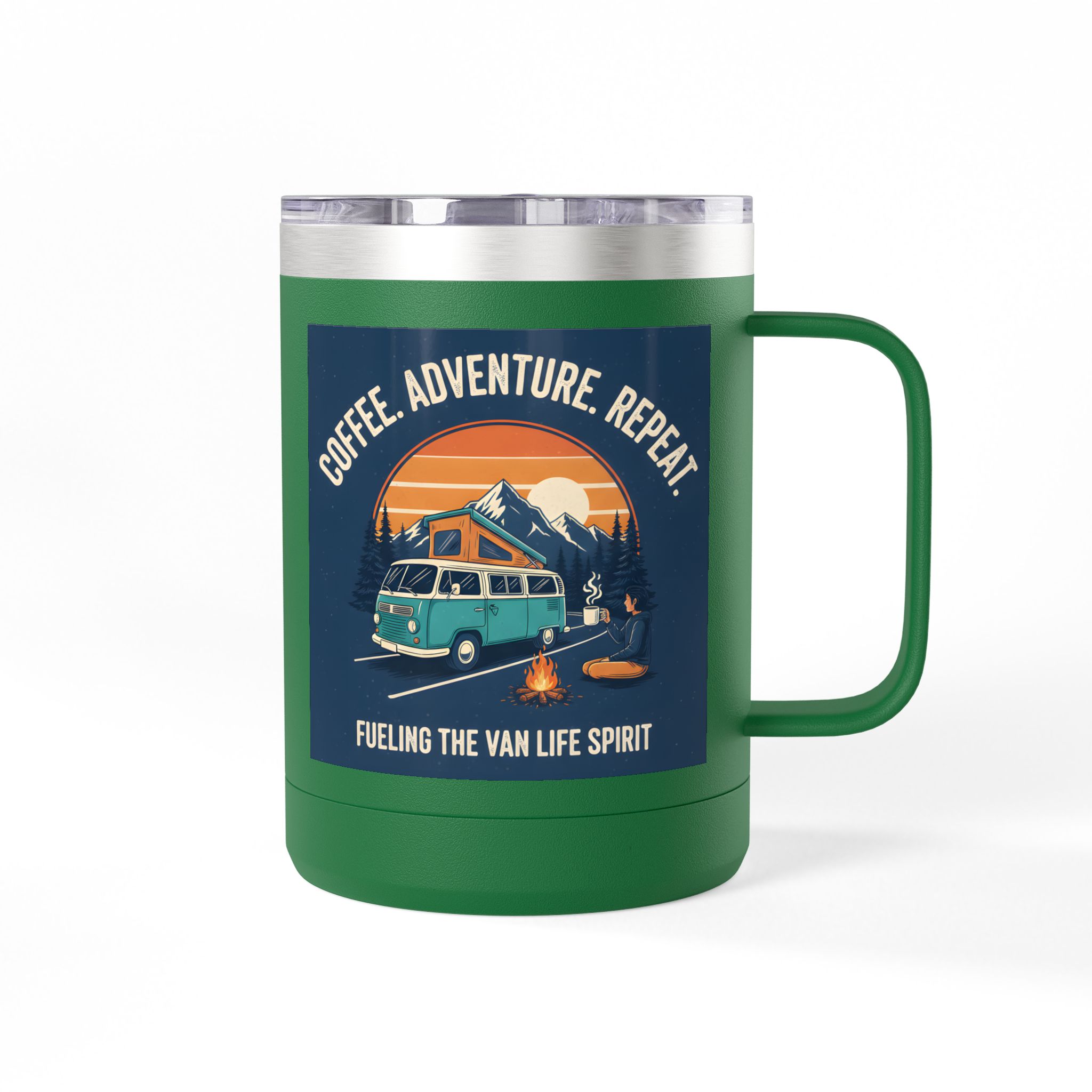 Coffee Mug Tumbler, 15oz — “Coffee. Adventure. Repeat.”