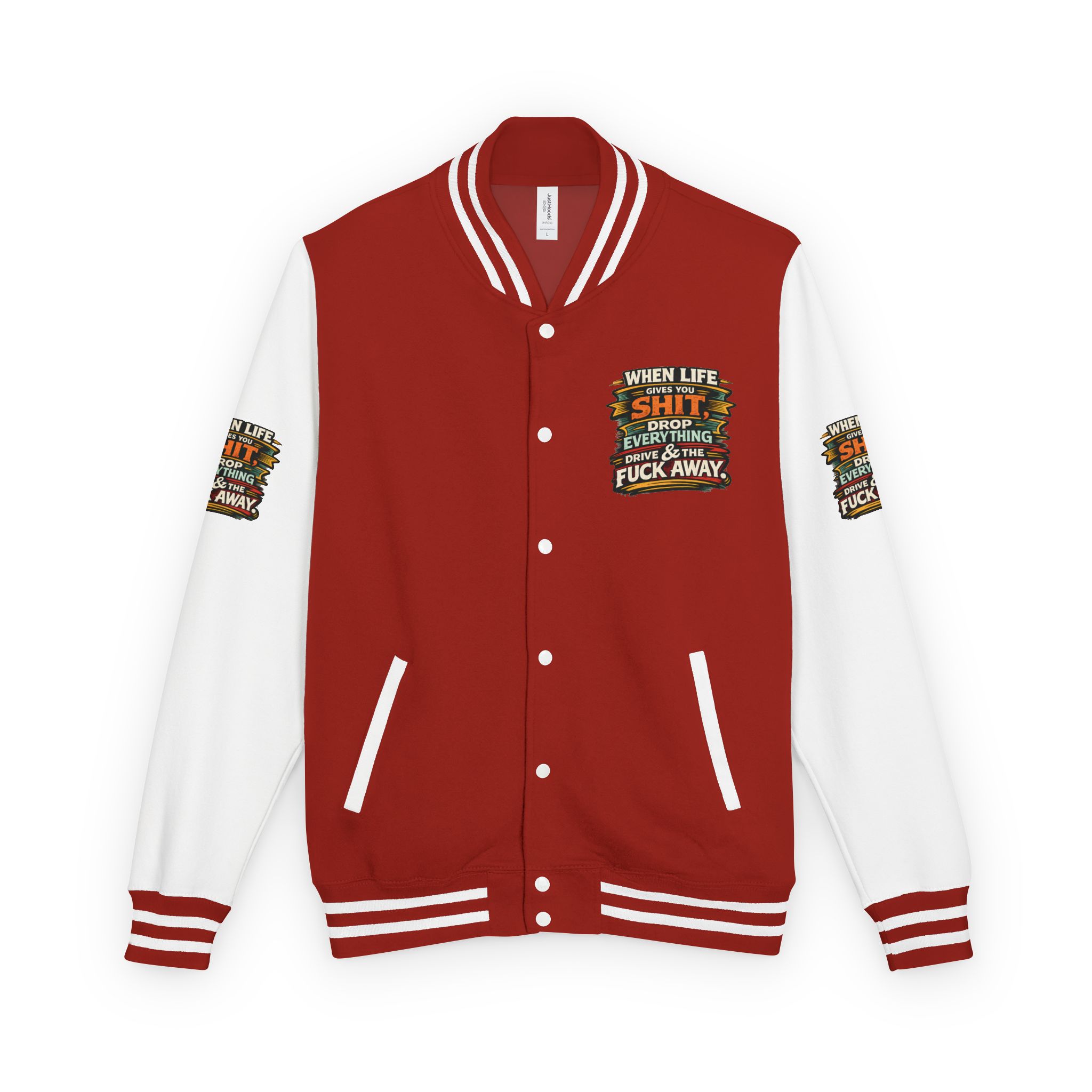16813257713039661833_2048-1.jpeg Unisex Heavyweight Letterman Jacket — "When Live Gives You Shit" Design F**K-Line