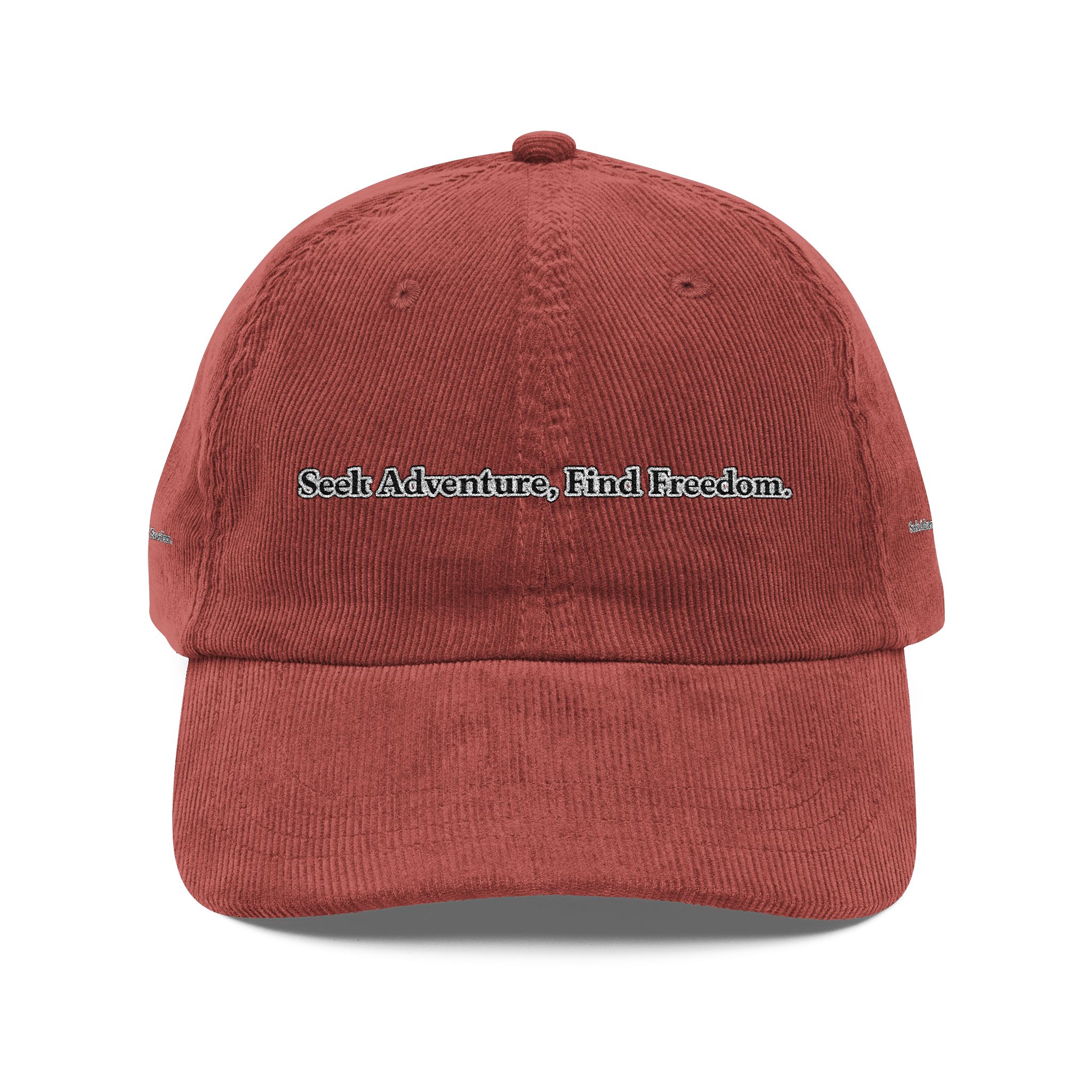 16816565222788059132_2048-2.jpeg Vintage Corduroy Cap (Embroidery) — "Seek Adventure, Find Freedom" Embroidered Hat