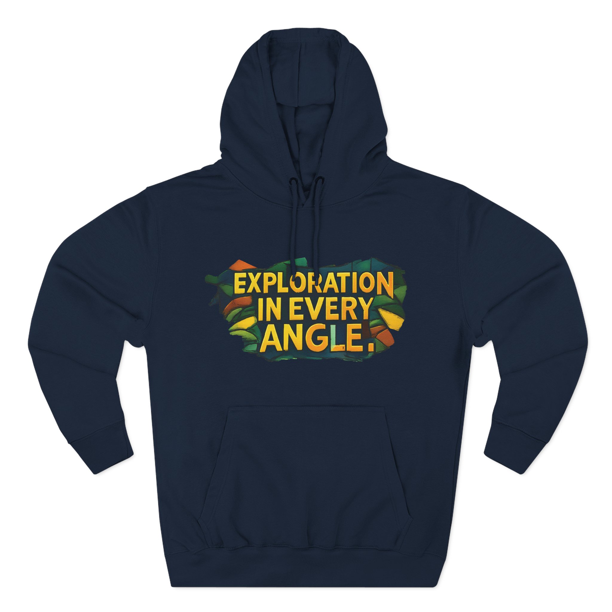Three-Panel Fleece Hoodie - "Exploration In Every Angle" Design Cubic-Line