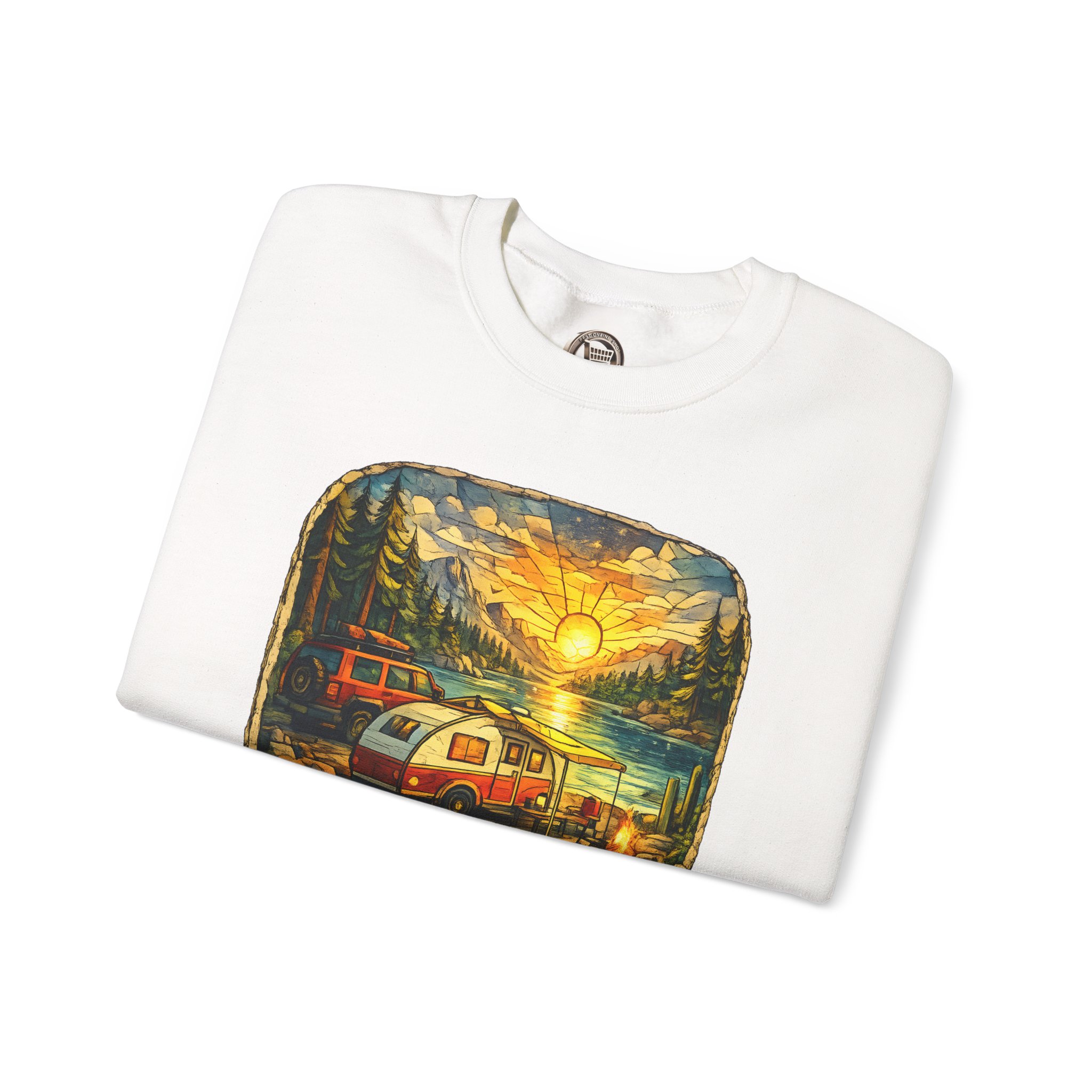 Unisex Heavy Blend™ Crewneck Sweatshirt — "Find Peace In Wild Places" Design Cubic-Line