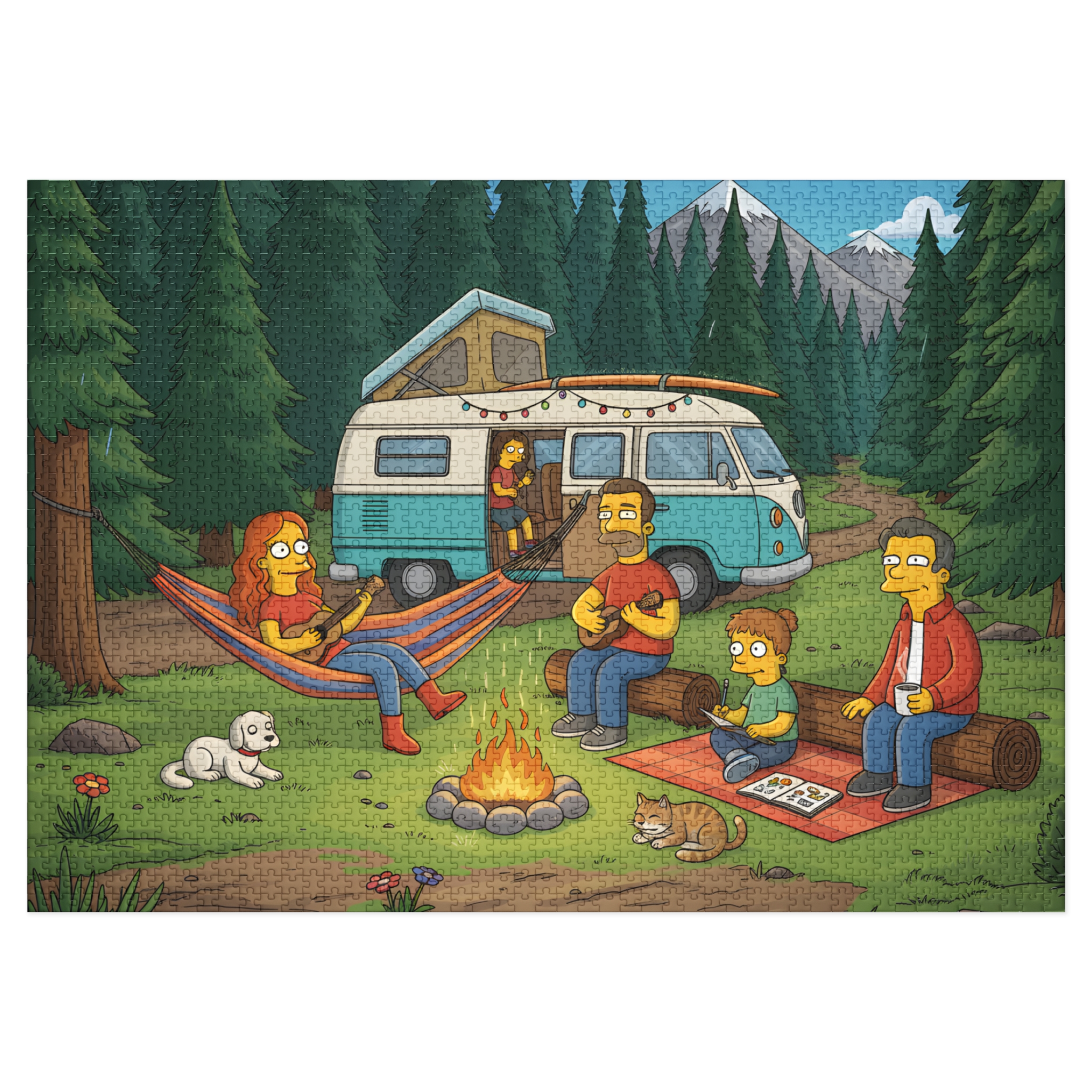 Jigsaw Puzzle with Tin — Scenic Campervan Campfire