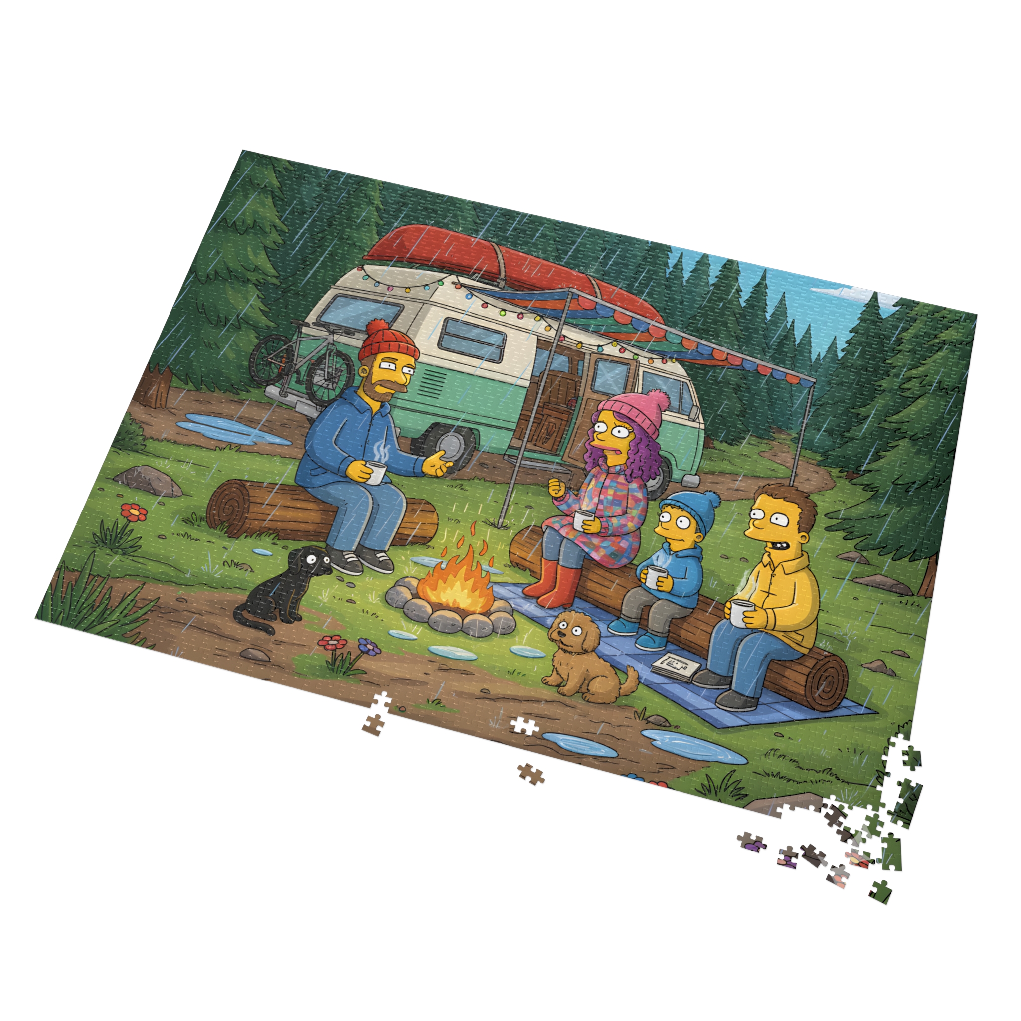 Jigsaw Puzzle with Tin — Outdoor Camper Scene