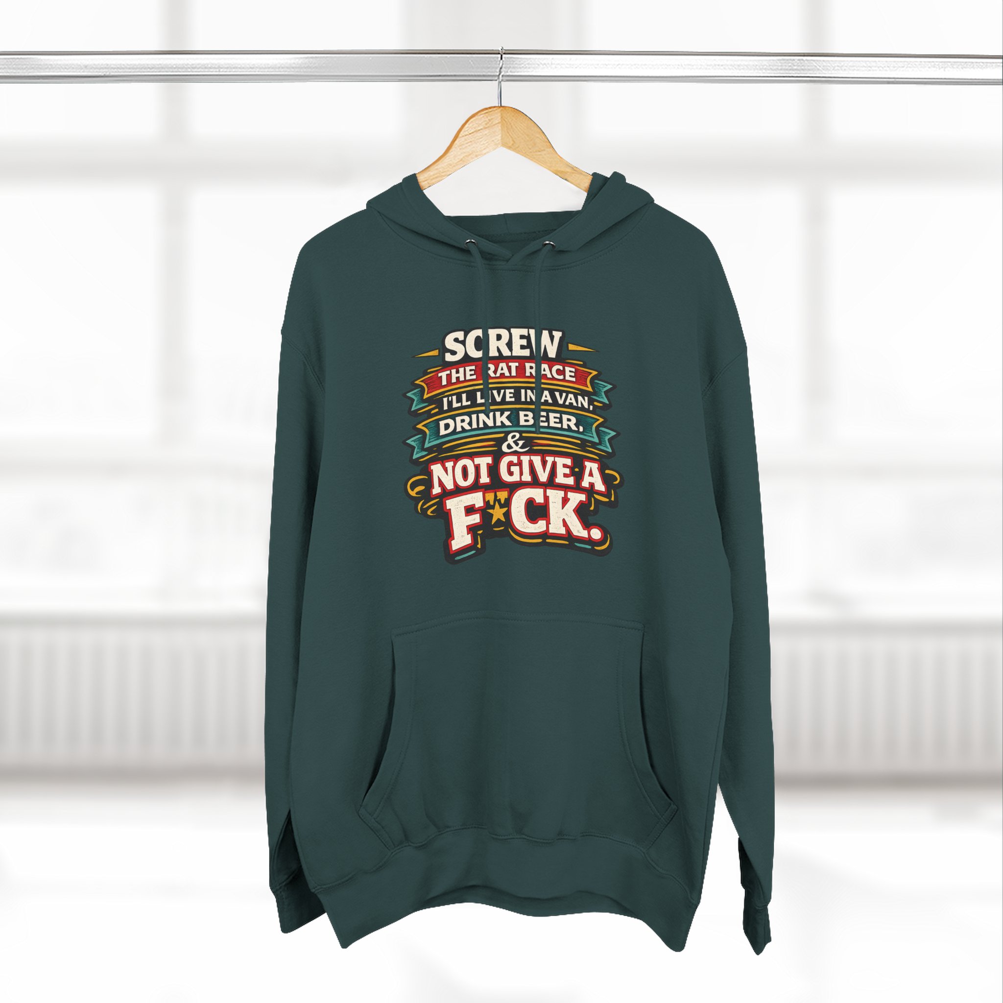 16824827959153486631_2048.jpeg Three-Panel Fleece Hoodie - "Screw The Rat Race" Design F**K-Line
