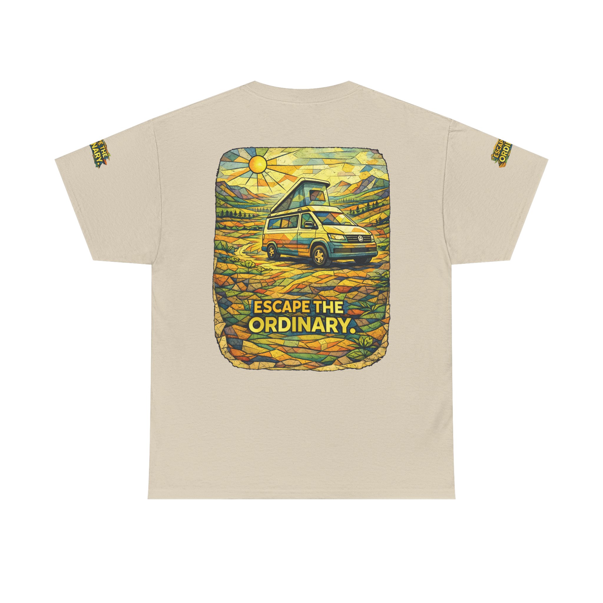 16826480162635203509_2048.jpeg Unisex Heavy Cotton Tee — "Escape The Ordinary" Design Cubic-Line