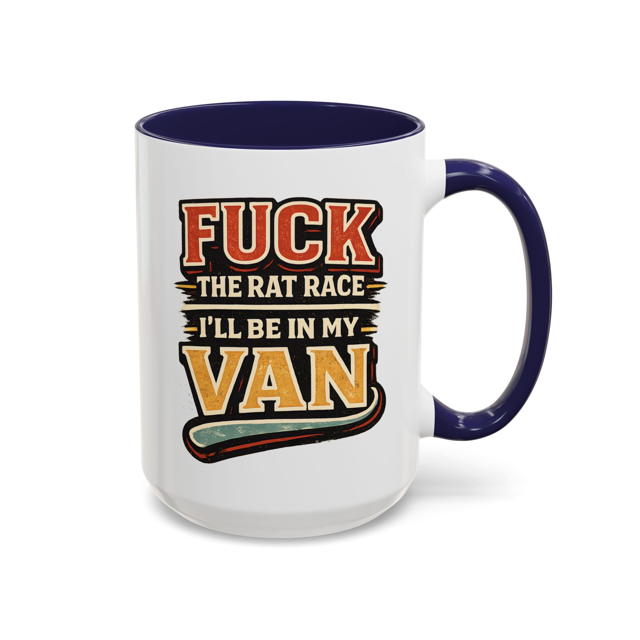 Accent Coffee Mug (11, 15oz) — "Fuck The Rat Race" Design F**K-Line