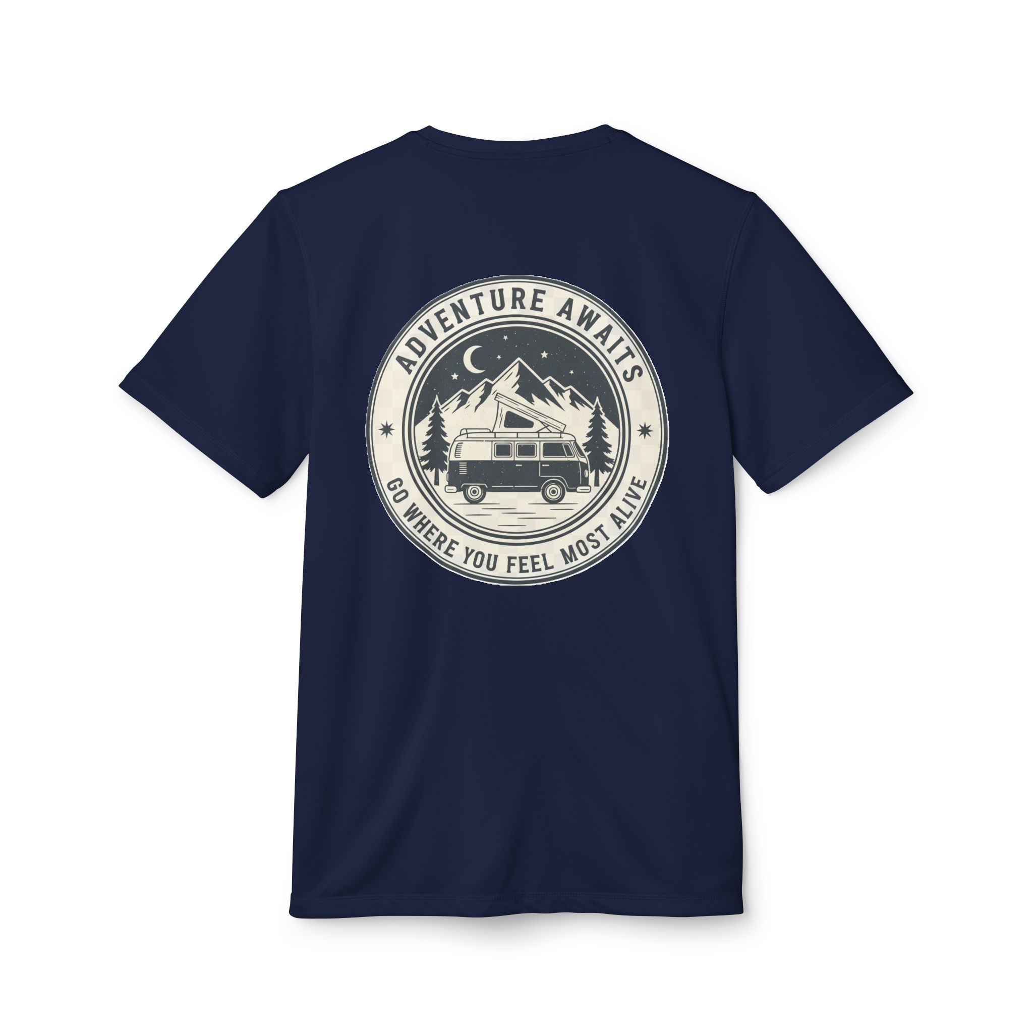 T-Shirt(Adidas) - 'Adventure Awaits-Go Where You Feel Most Alive' (Only Back printed)