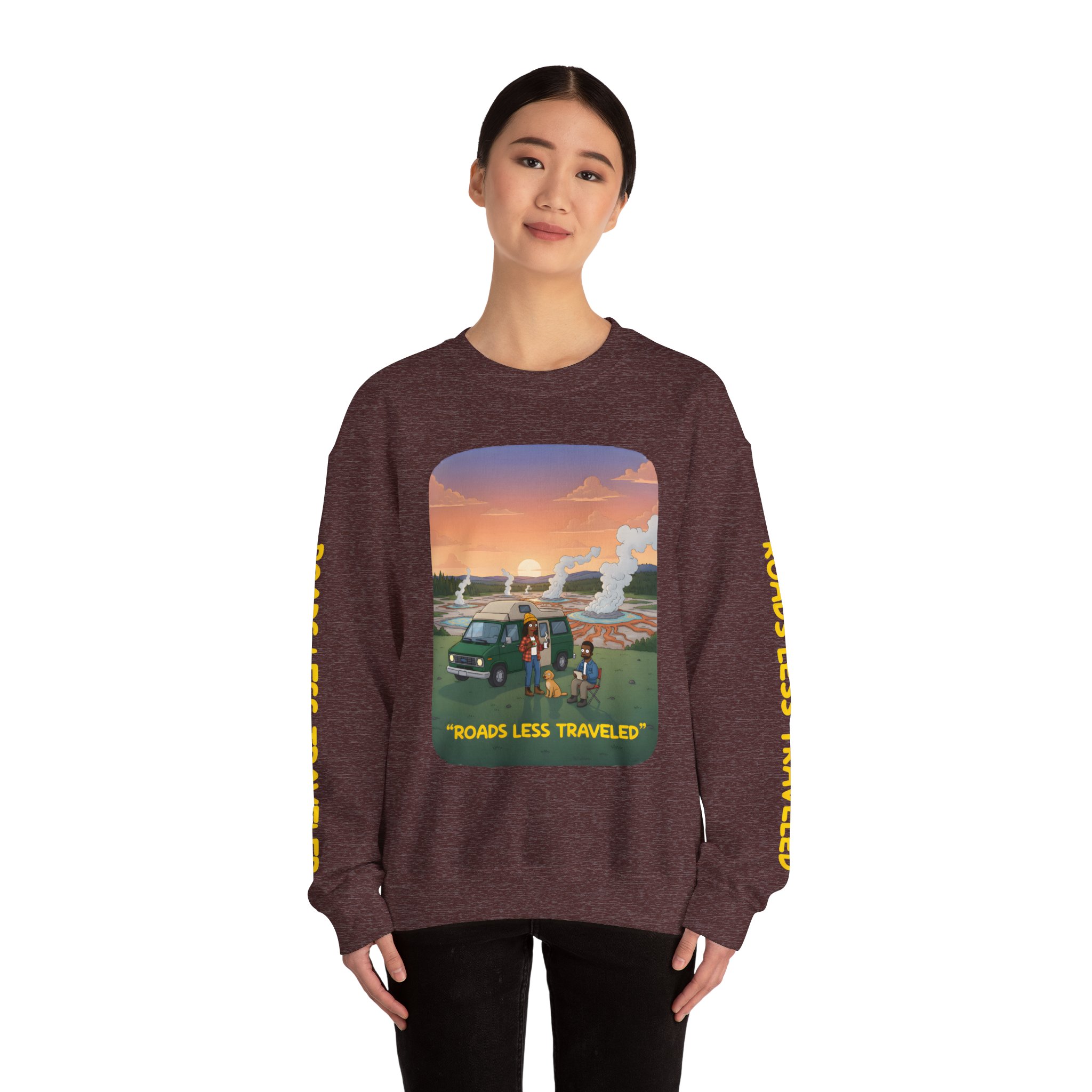 Unisex Heavy Blend™ Crewneck Sweatshirt — "Roads Less Traveled" Design Sitcom-Line