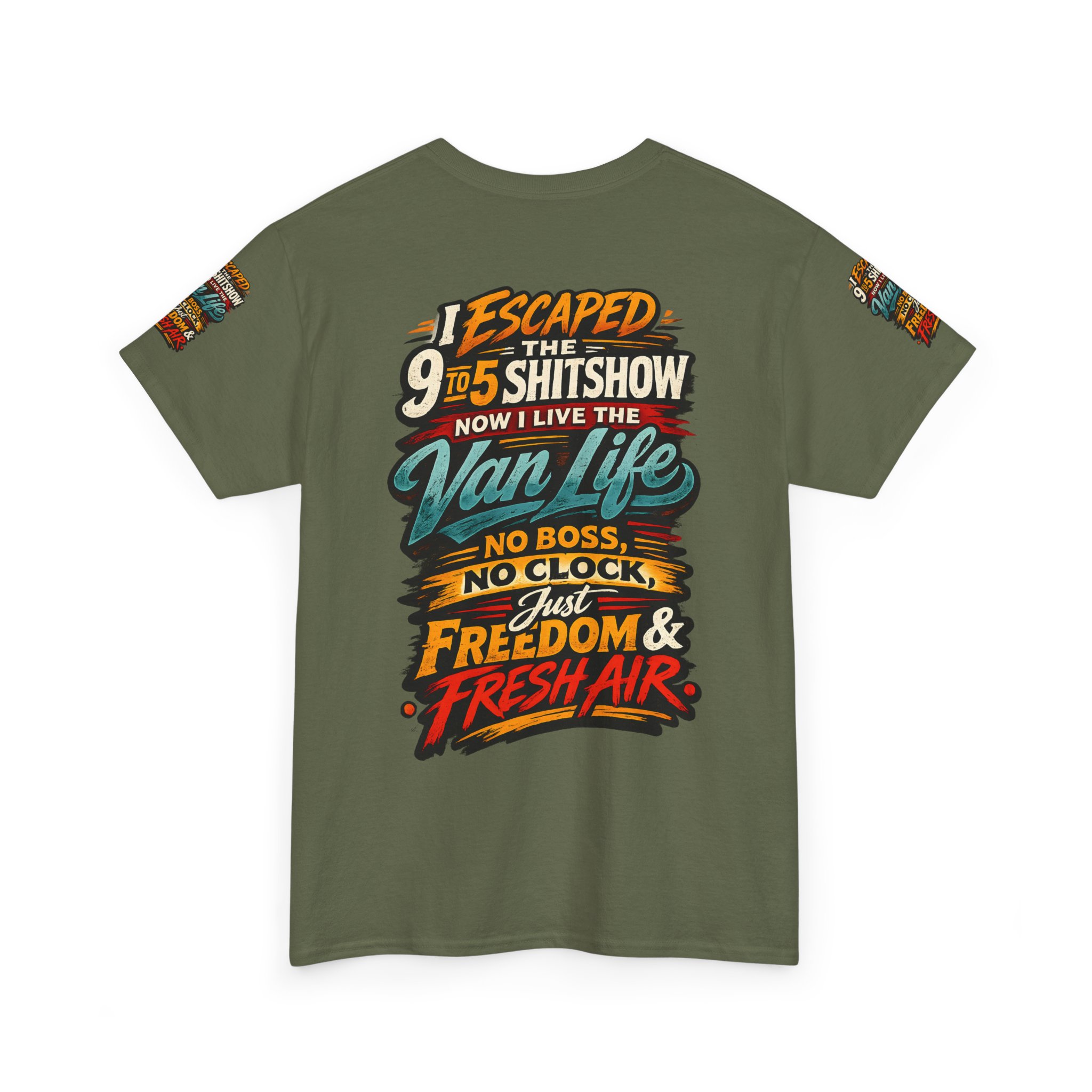 Unisex Heavy Cotton Tee — "I Escaped The 9 To 5" Design F**K-Line