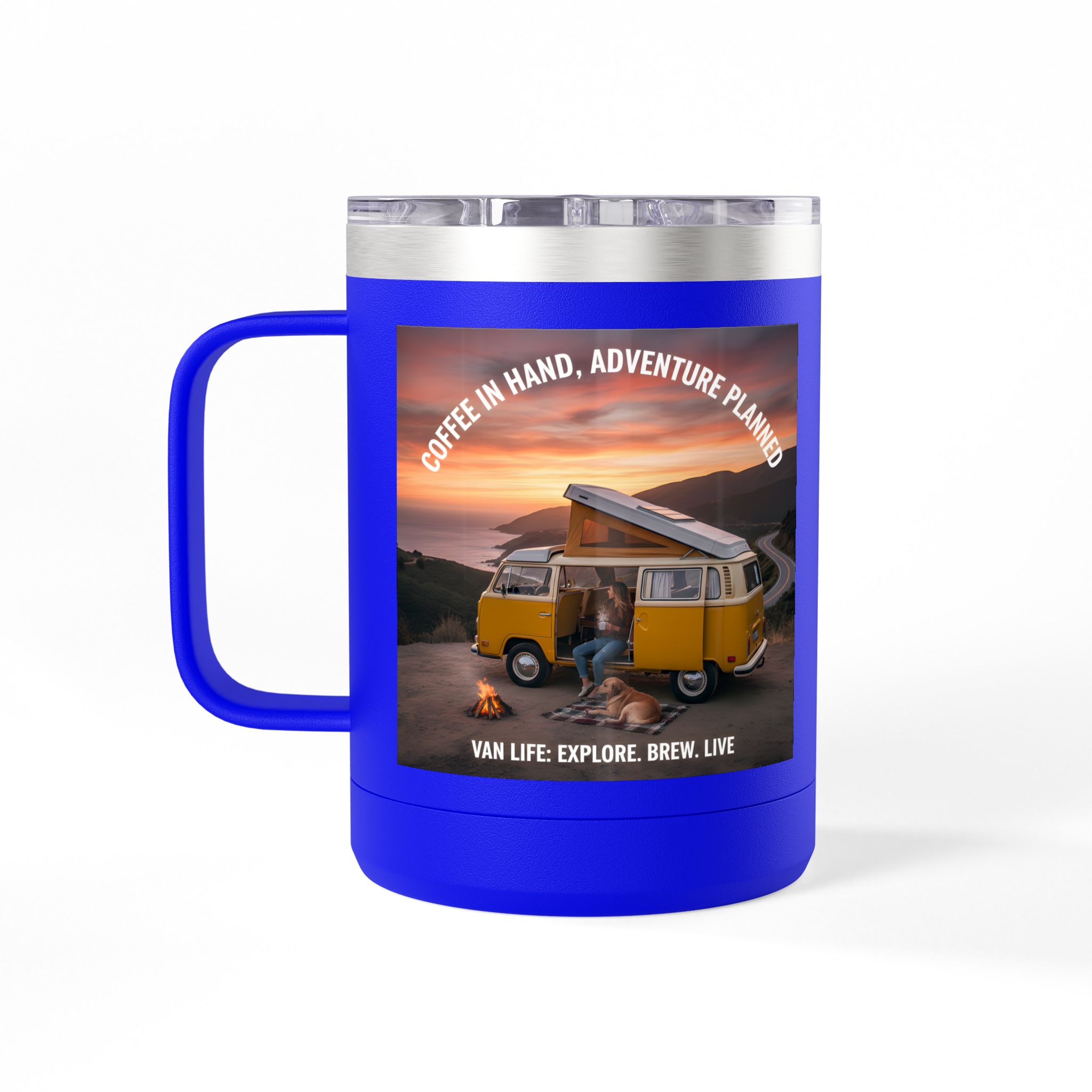 Coffee Mug Tumbler, 15oz — "Coffee in Hand, Adventure Planned"
