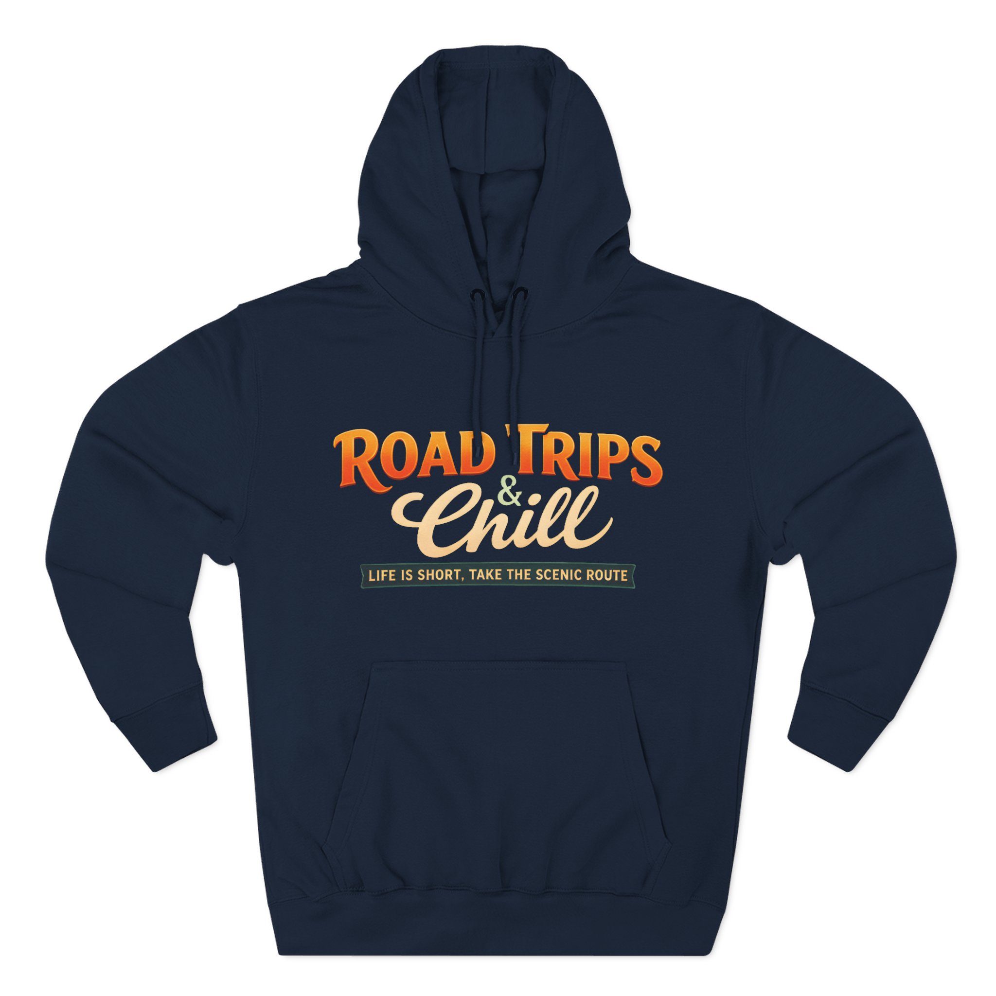Three-Panel Fleece Hoodie - "Road Trips & Chill" Design Scenic-Line