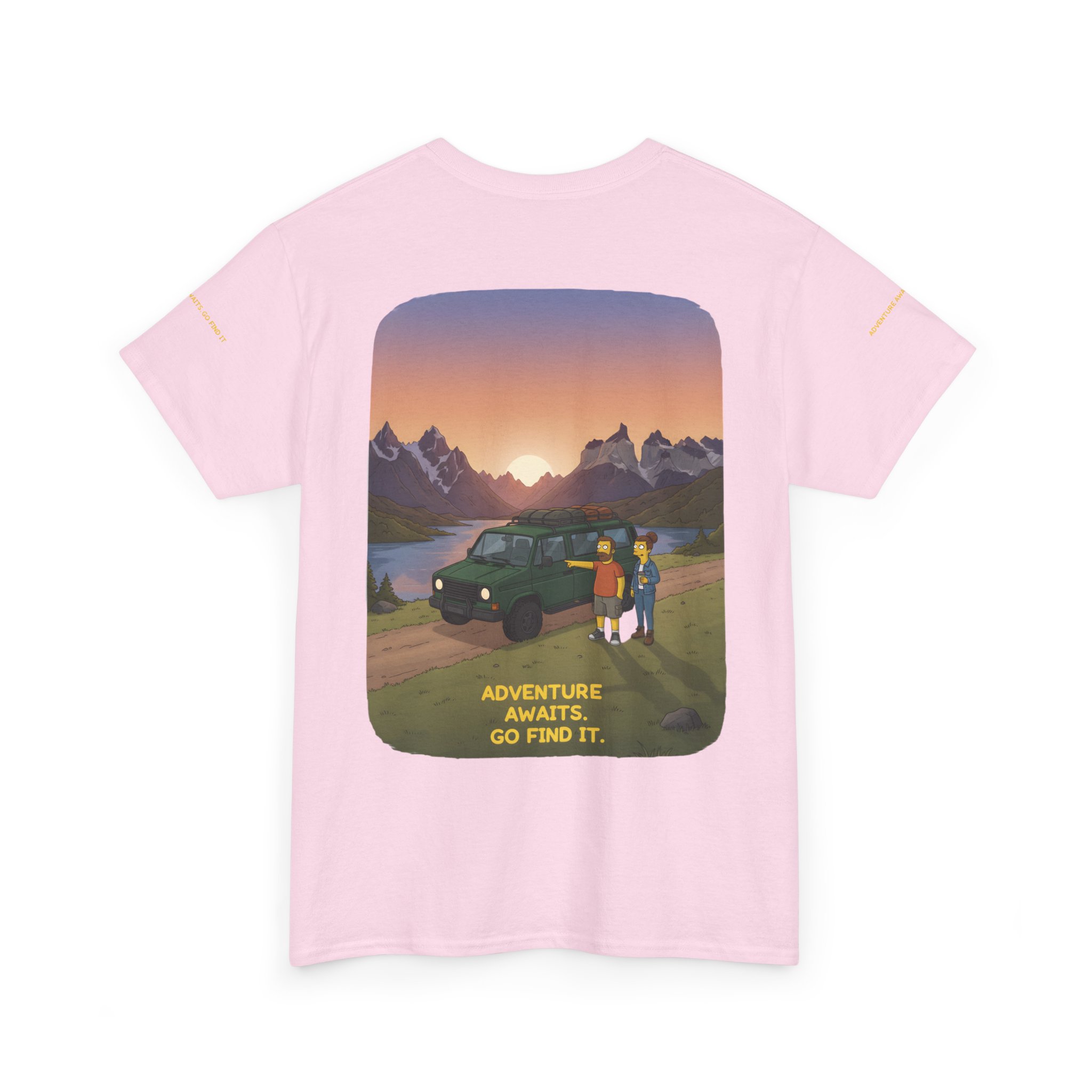 Unisex Heavy Cotton Tee — "Adventure Awaits-Go Find It" Design Sitcom-Line
