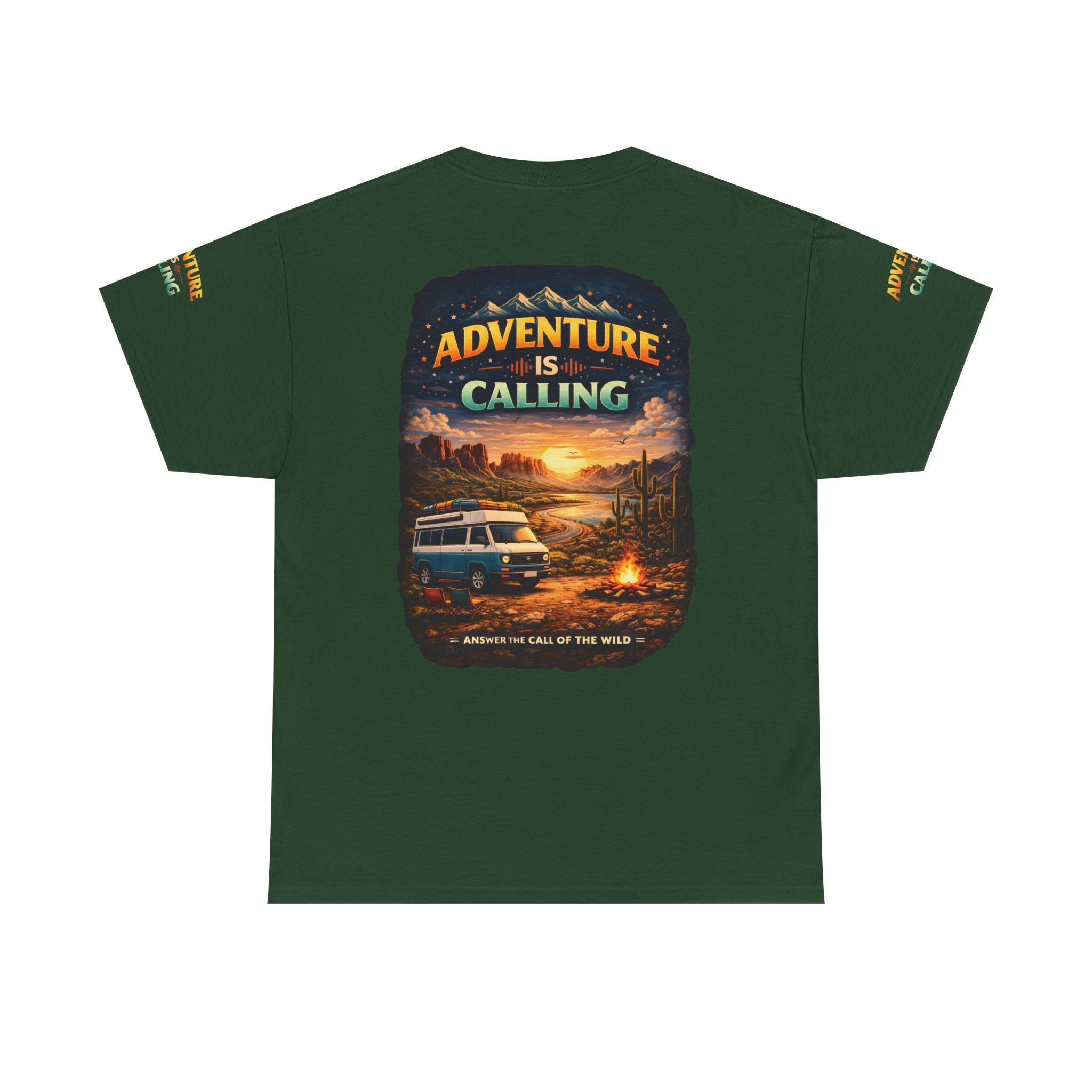 Unisex Heavy Cotton Tee — "Adventure Is Calling" Design Scenic-Line