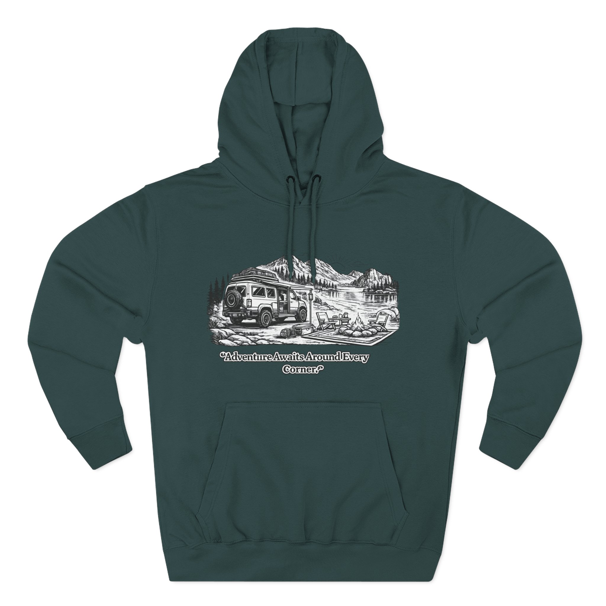 16856880937572195936_2048.jpeg Three-Panel Fleece Hoodie - "Adventure Awaits Around Every Corner" Design Minimal-Line