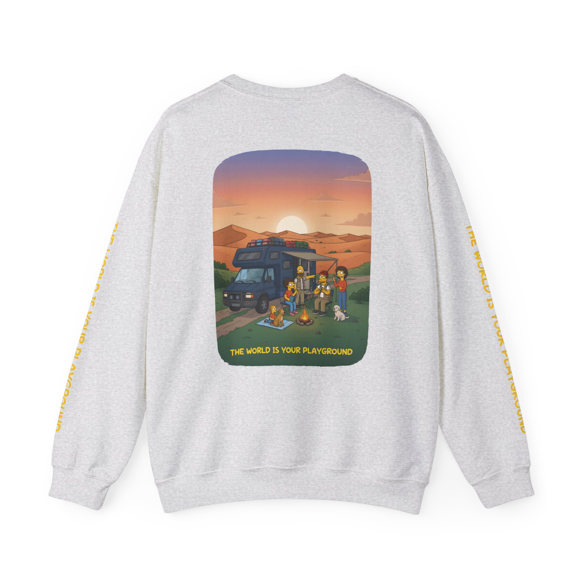 Unisex Heavy Blend™ Crewneck Sweatshirt — "The World Is Your playground" Design Sitcom-Line